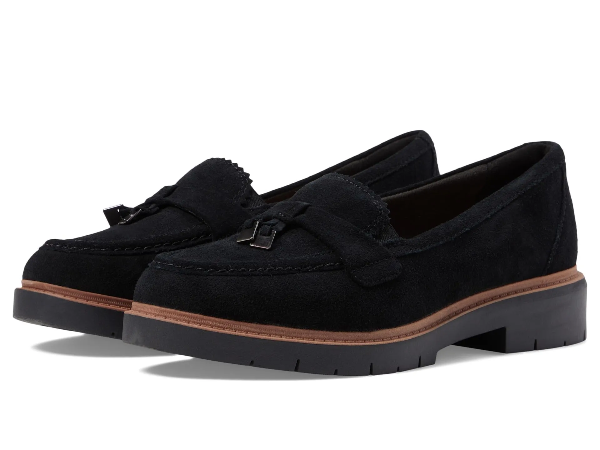Clarks Westlynn Bella, Mocassino Donna, Pelle Scamosciata Nera, 9.5 - immagine 3