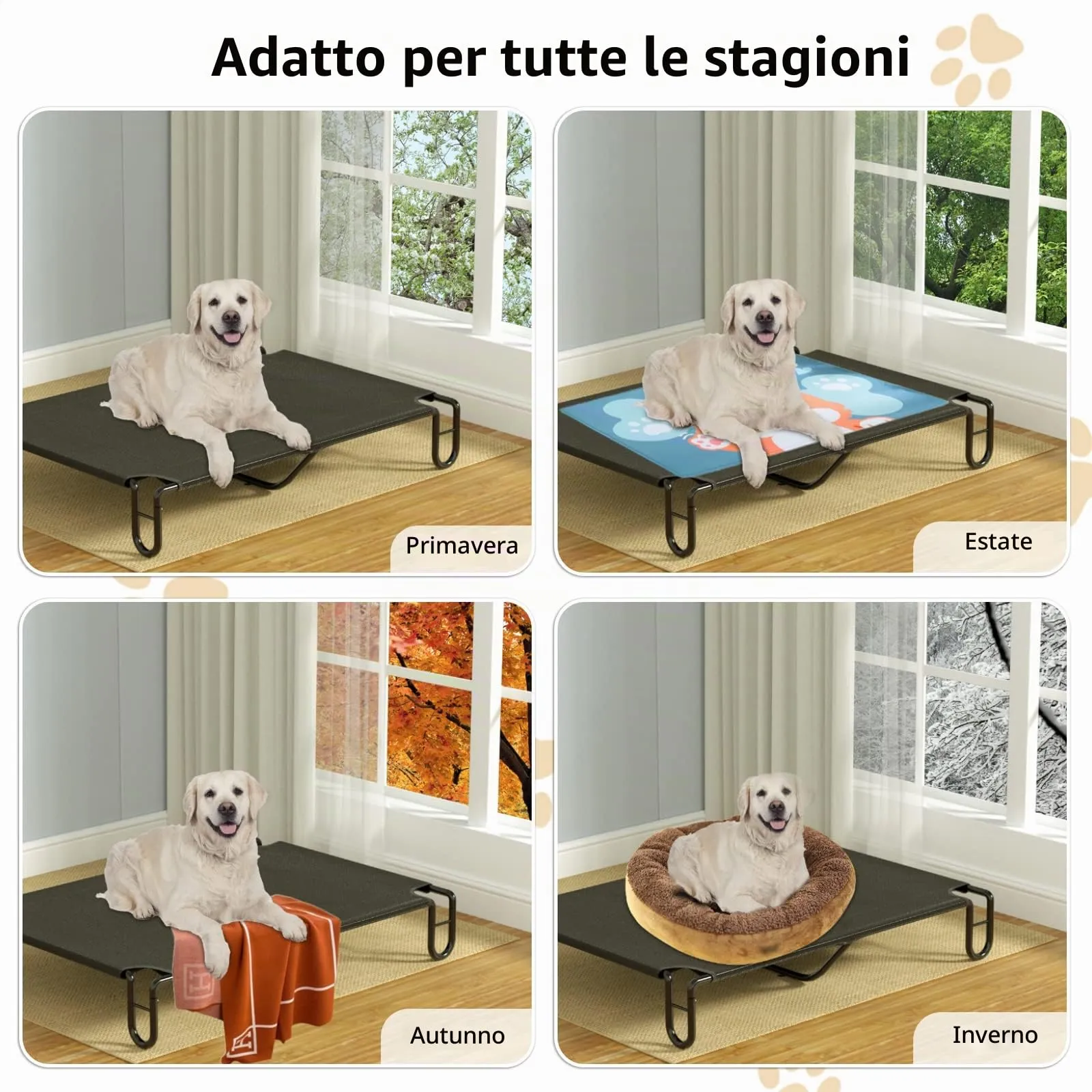 KORIMEFA Brandina per Cani Taglia Grande, Lettino Rialzato, Cuccia Interno Esterno Rinfrescante per Animali Domestici, 122x85cm (XL) - immagine 6