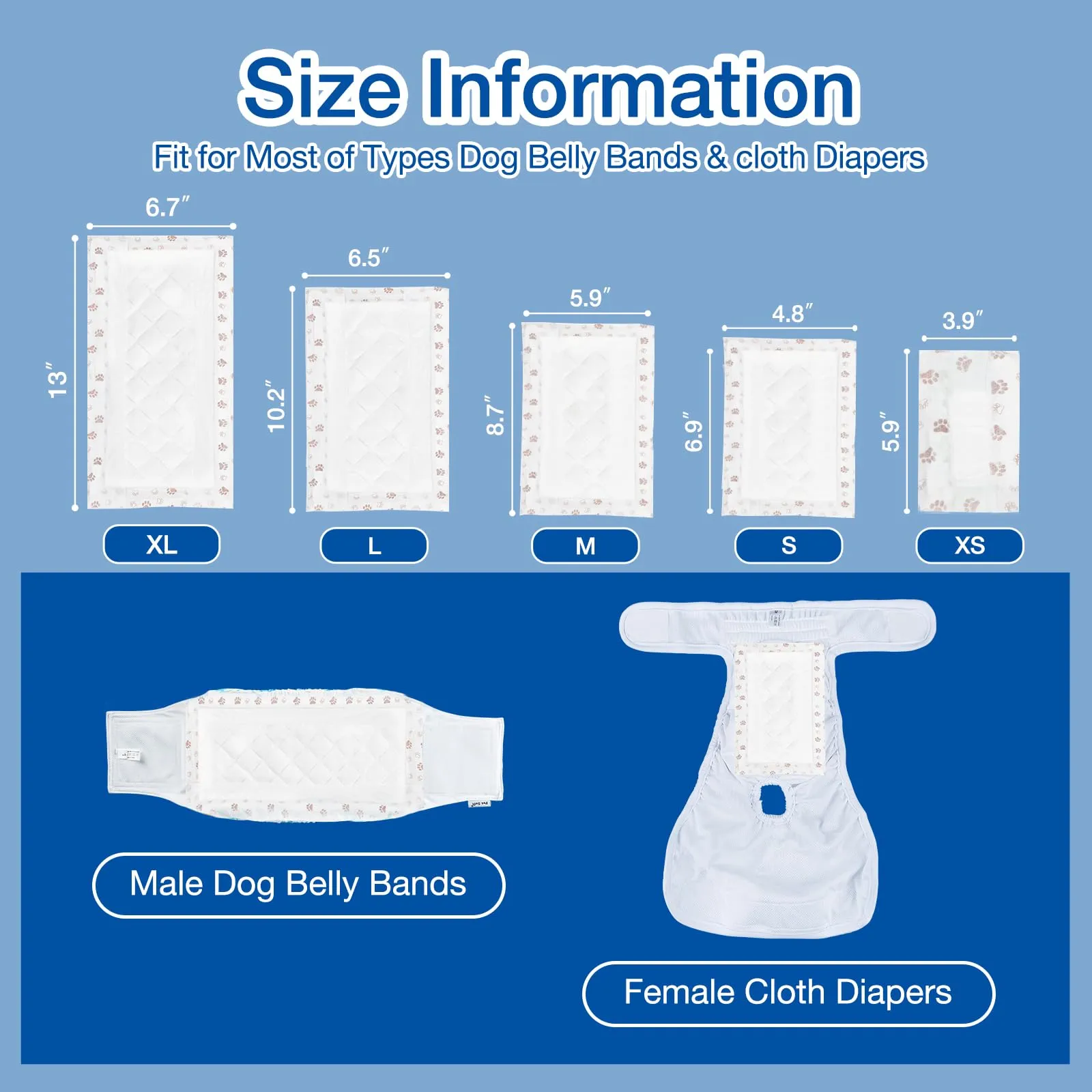 MICOOYO Fodere per pannolini usa e getta per cani, super assorbenti, adatti alla maggior parte dei pannolini per cani (XS-100) - immagine 5