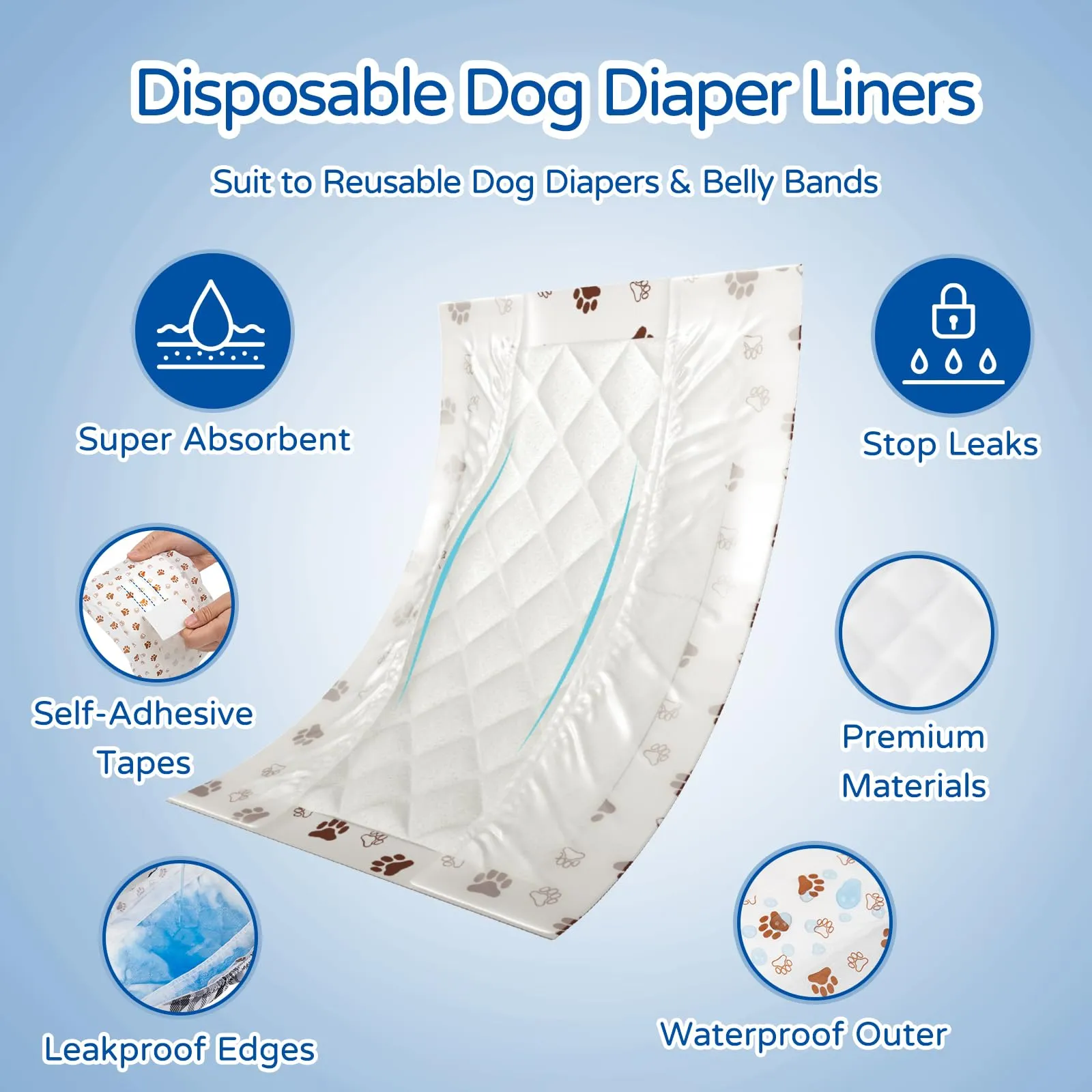 MICOOYO Inserti monouso per pannolini per cani, cuscinetti booster per cani maschi e femmine, inserti super assorbenti per cani in calore che si adattano alla maggior parte dei pannolini per cani (XL - immagine 6