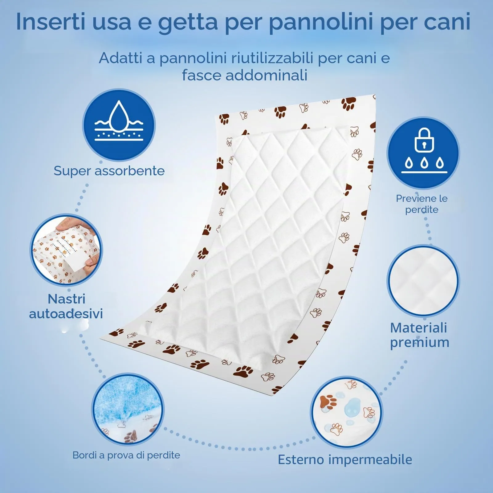 MICOOYO Fodere per pannolini usa e getta per cani, super assorbenti, adatti alla maggior parte dei pannolini per cani (M-50) - immagine 6