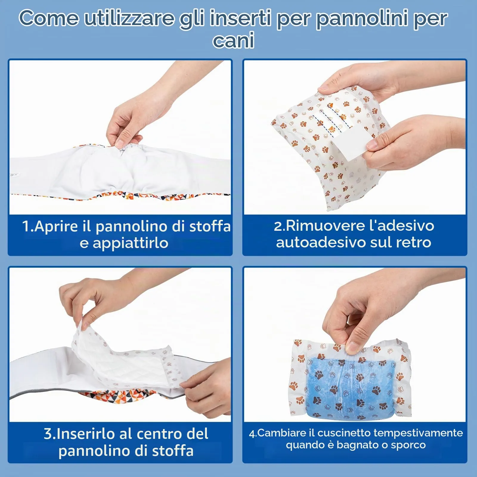 MICOOYO Fodere per pannolini usa e getta per cani, super assorbenti, adatti alla maggior parte dei pannolini per cani (M-50) - immagine 7