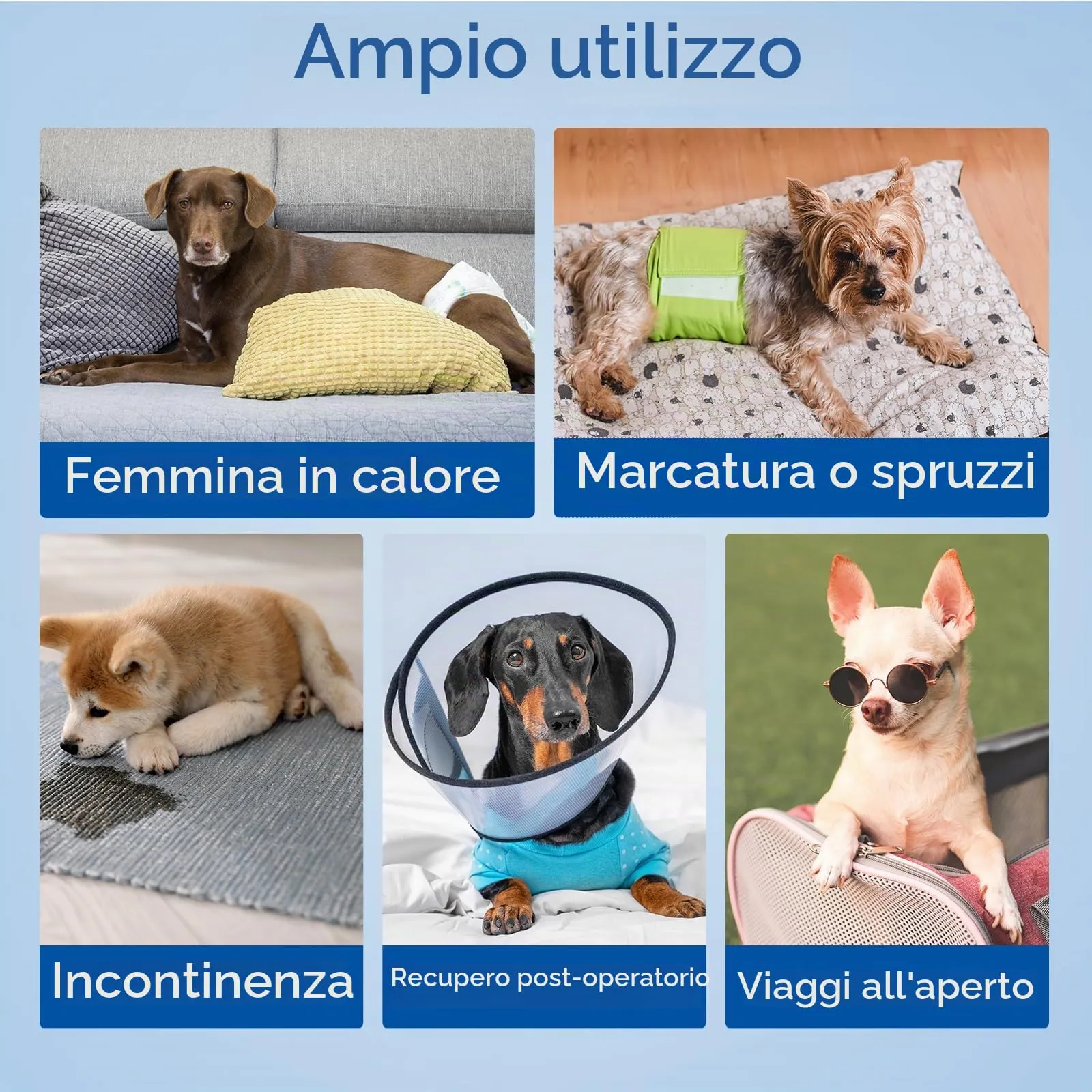 MICOOYO Fodere per pannolini usa e getta per cani, per cani maschi e femmine, super assorbenti, si adattano alla maggior parte dei pannolini per cani (protezione laterale a prova di perdite, L-50) - immagine 3