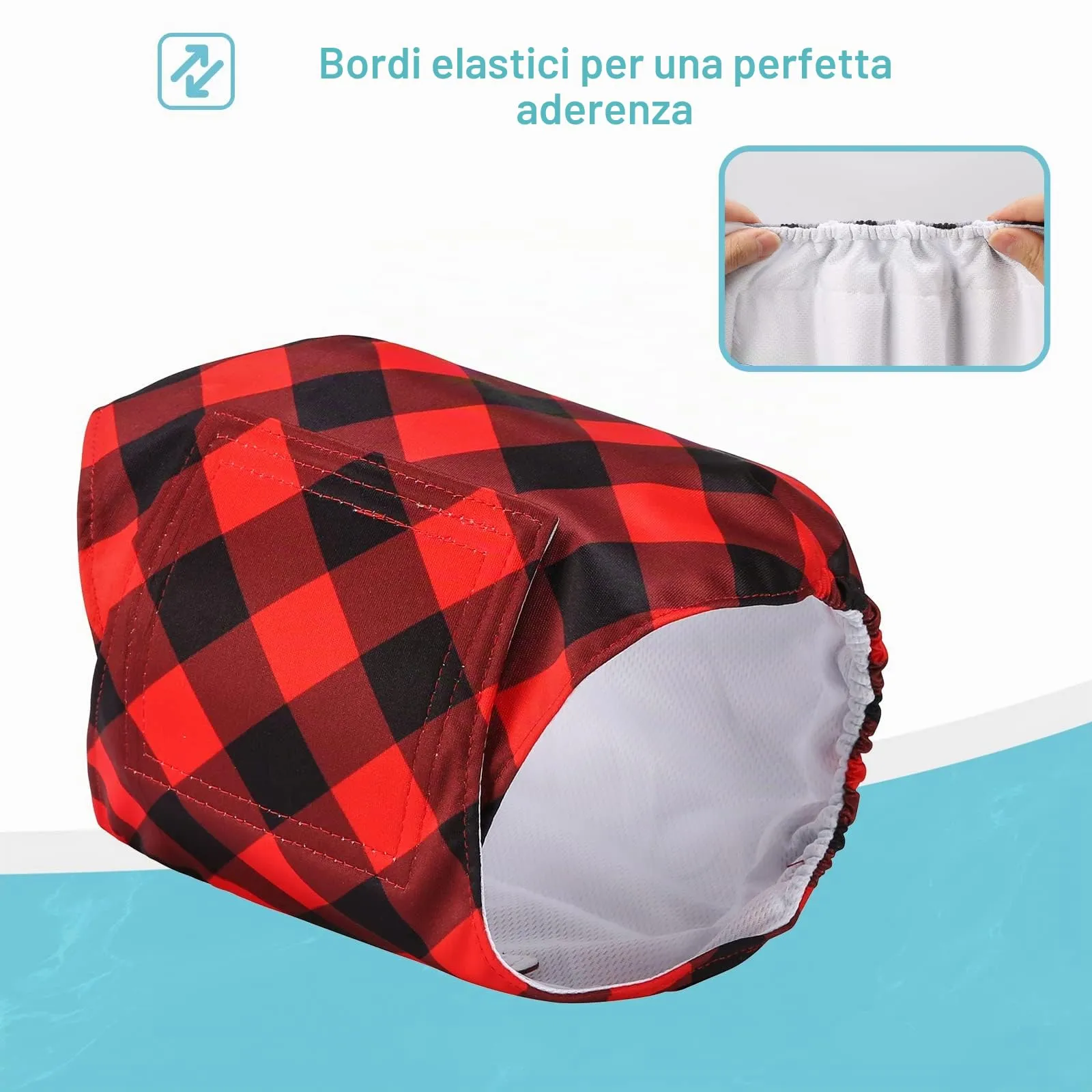 Avont Confezione da 3 Pannolini Lavabili per Cani Maschili (XS 9"-11"), Involucri Riutilizzabili per Cani Maschi, Fasce di Pancia Altamente Assorbenti Pipì per Cagnolini - Plaid Rosso/Blu/Grigio - immagine 5