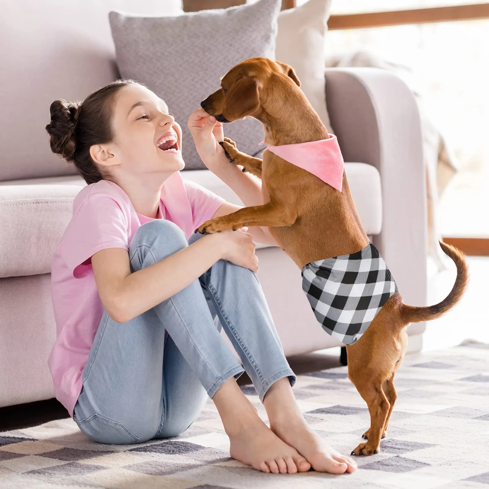 Avont Confezione da 3 Pannolini Lavabili per Cani Maschili (XS 9"-11"), Involucri Riutilizzabili per Cani Maschi, Fasce di Pancia Altamente Assorbenti Pipì per Cagnolini - Plaid Rosso/Blu/Grigio - immagine 6