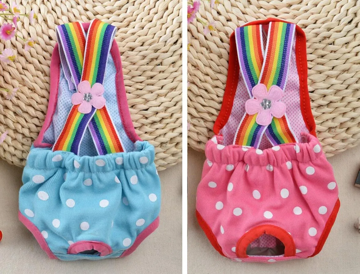 Oyccen 2 Pezzi Pantaloni Sanitari per Cani di Piccola Taglia Igiene Mutandine a Bretelle Pannolino Fisiologico del Cucciolo Pantaloni per Animali Domestici - immagine 2