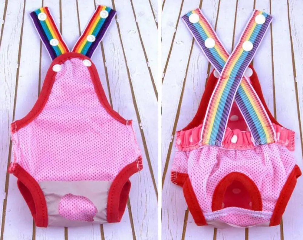 Oyccen 2 Pezzi Pantaloni Sanitari per Cani di Piccola Taglia Igiene Mutandine a Bretelle Pannolino Fisiologico del Cucciolo Pantaloni per Animali Domestici - immagine 3