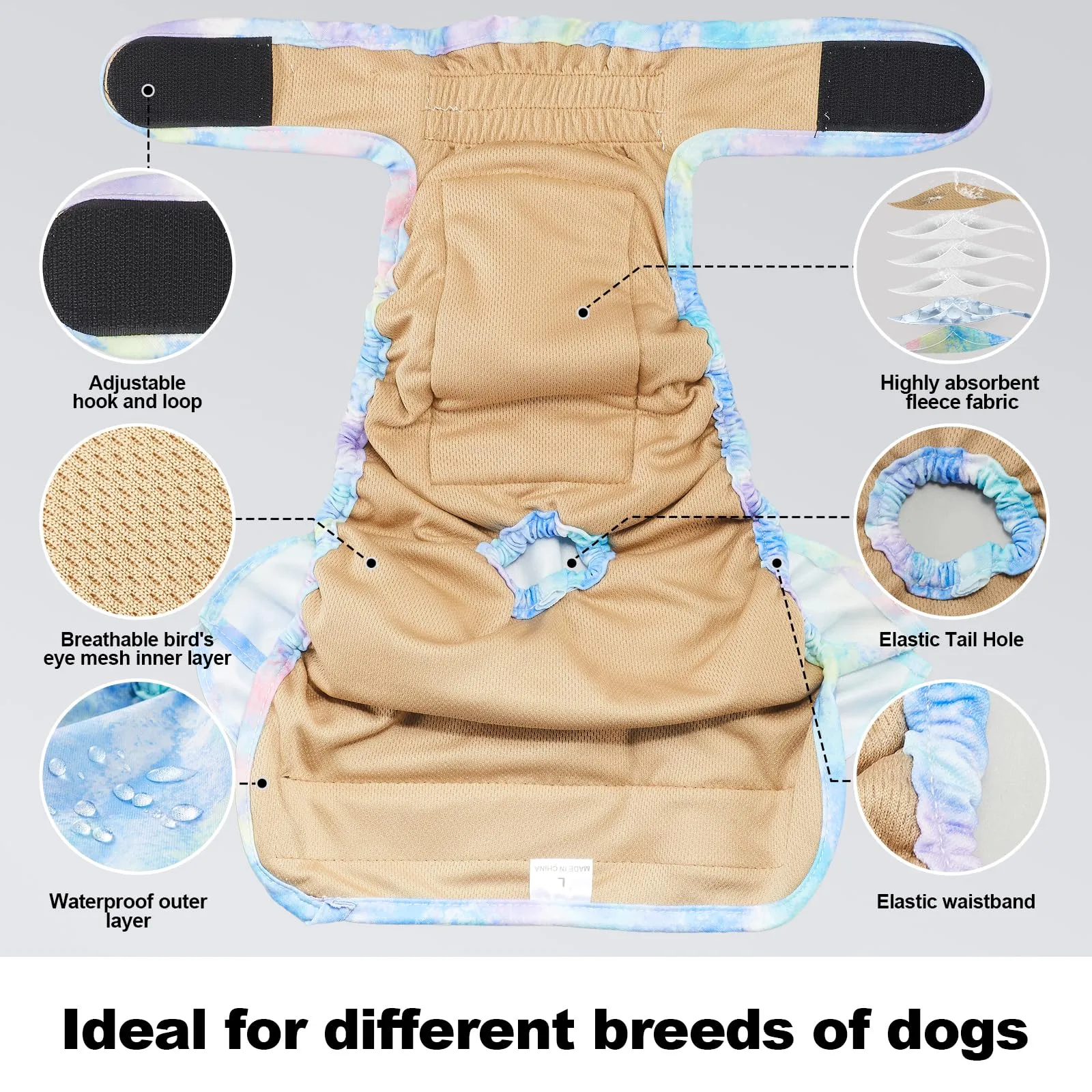 Pannolini riutilizzabili per cani femmina, lavabili, premium, confezione da 3, altamente assorbenti per cani di piccola taglia, per calore, incontinenza e addestramento dei cuccioli (XL) - immagine 5