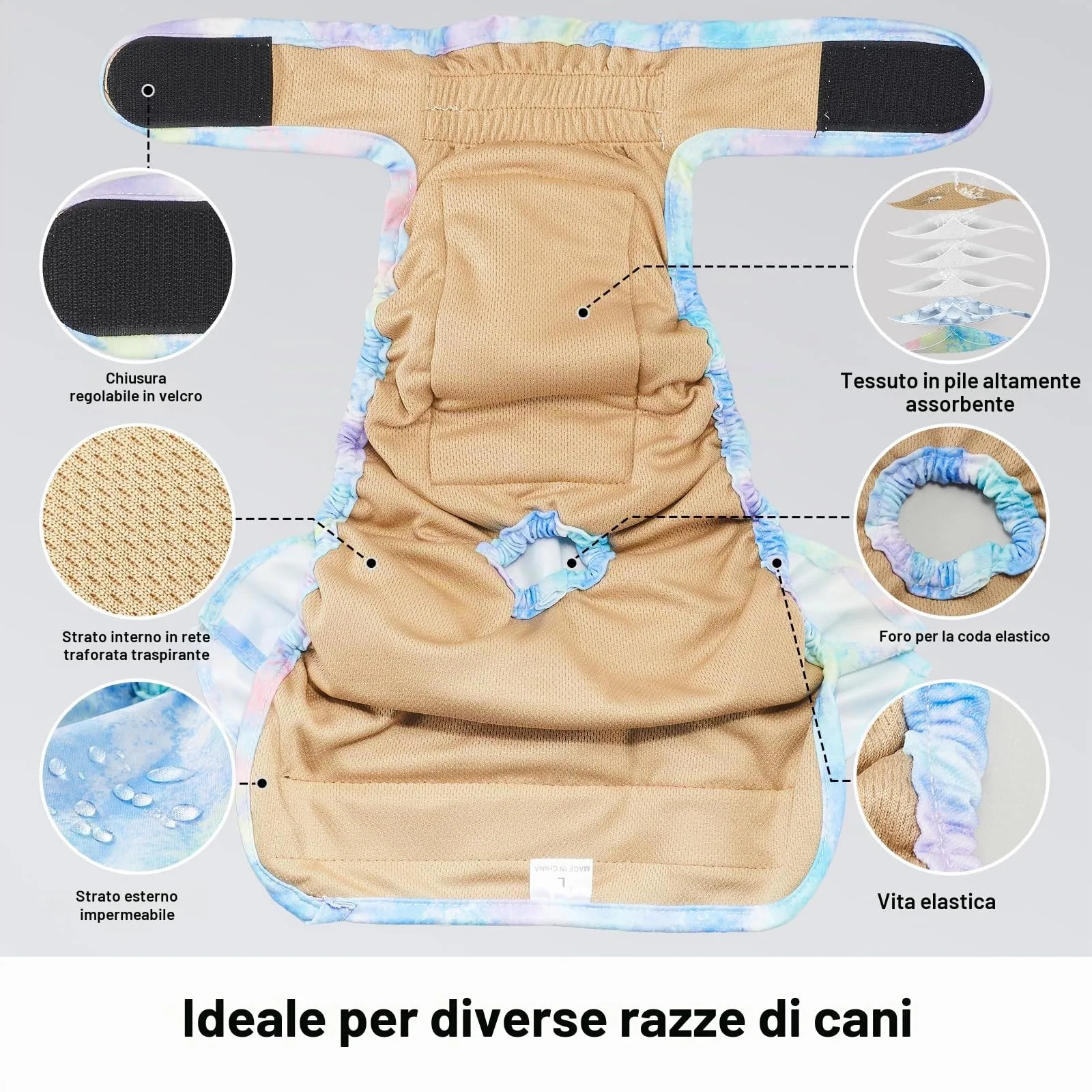 Pannolini riutilizzabili per cani femmina, lavabili, premium, confezione da 3, altamente assorbenti per cani di piccola taglia, per calore, incontinenza e addestramento dei cuccioli (M) - immagine 5