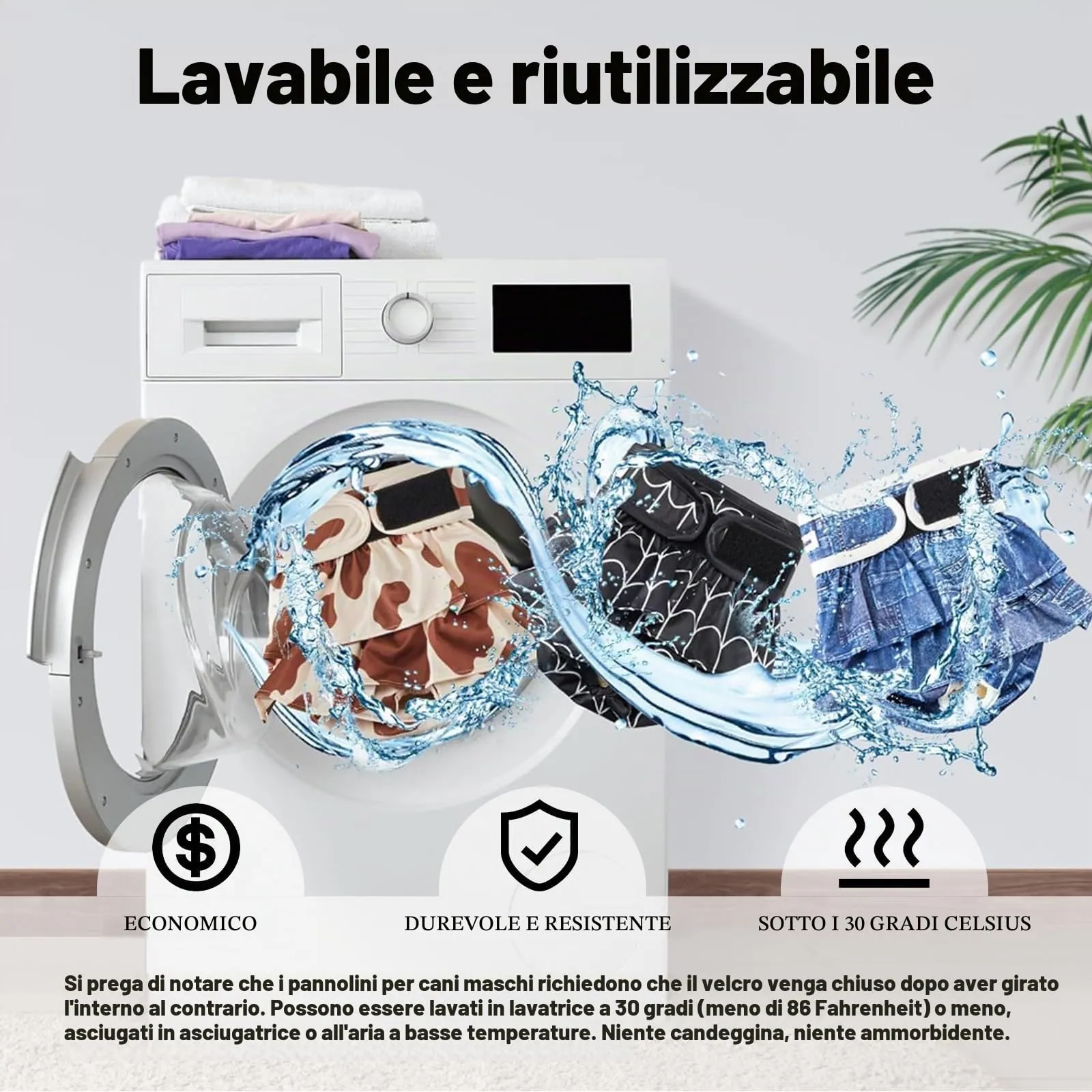 VUNCESSIN Reusable Dog Pannolini riutilizzabili per cani femmina, lavabili, premium, confezione da 3, altamente assorbenti per cani di piccola taglia, per calore, incontinenza e addestramento dei - immagine 6