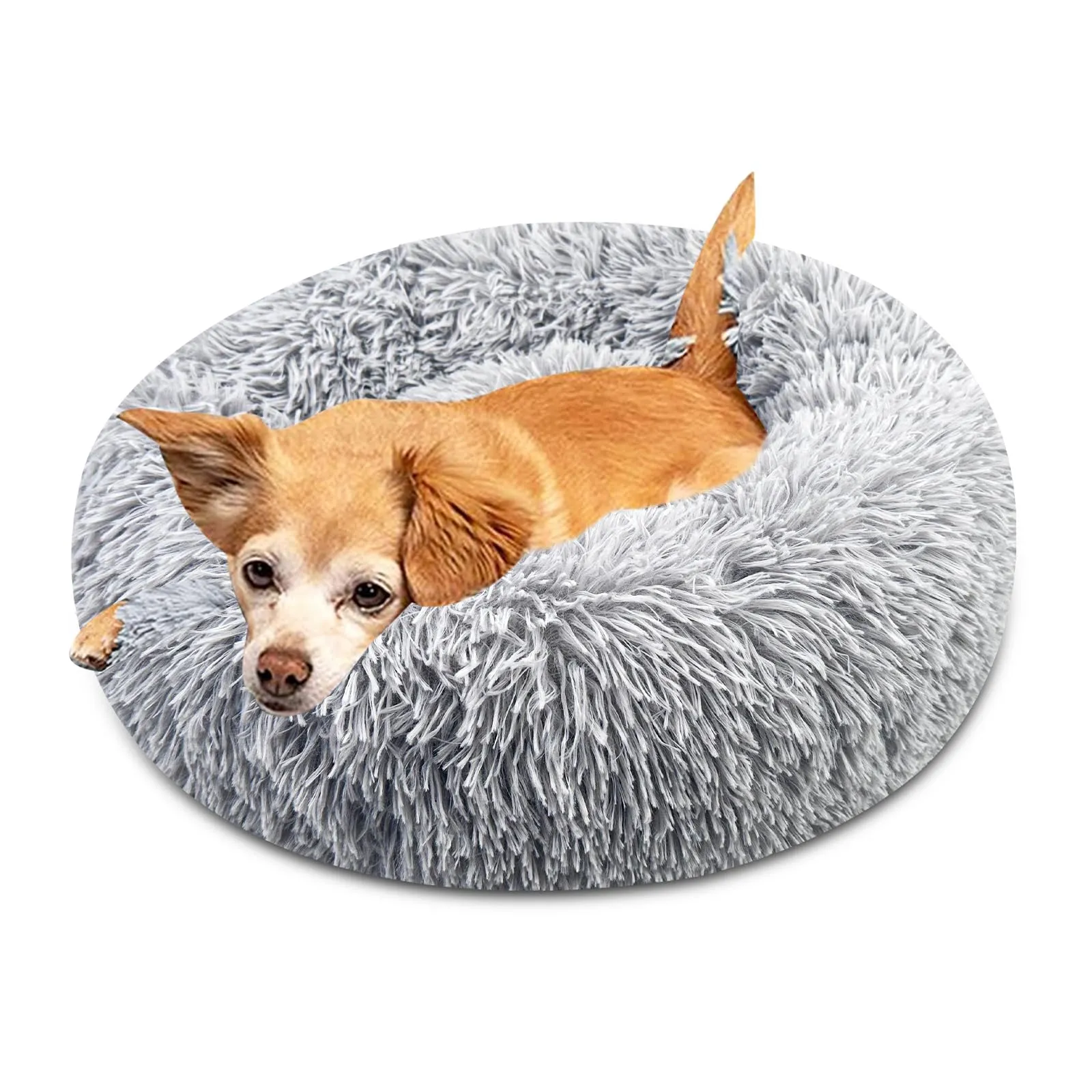 Brevanza Cuccia Gatto, Letto Cane, Cuscino Pelosa, Cuscini Lavabile, Cucce Rotondo, Lettini A Ciambella Mantiene Caldo, Antiscivolo Lettino Morbido Per Gatti Cani Piccoli Media (Diameter:60cm, Grigio) - immagine 1