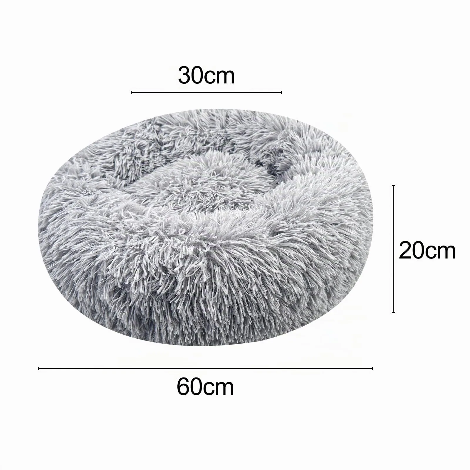 Brevanza Cuccia Gatto, Letto Cane, Cuscino Pelosa, Cuscini Lavabile, Cucce Rotondo, Lettini A Ciambella Mantiene Caldo, Antiscivolo Lettino Morbido Per Gatti Cani Piccoli Media (Diameter:60cm, Grigio) - immagine 2