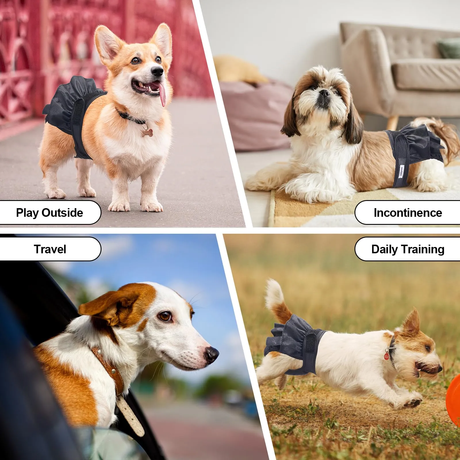 Pannolini riutilizzabili per cani femmina, lavabili, premium, confezione da 3, altamente assorbenti per cani di piccola taglia, per calore, incontinenza e addestramento dei cuccioli (XL) - immagine 7
