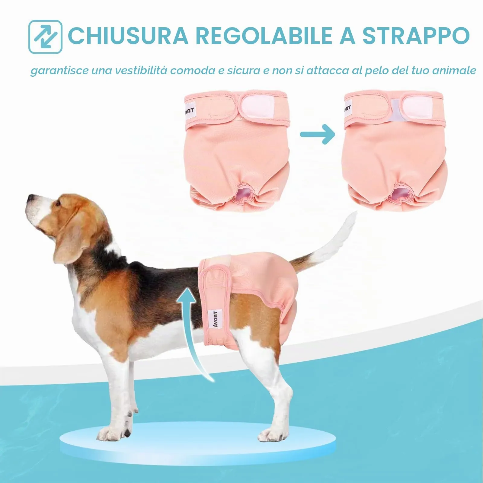 Avont Pannolini Cane Lavabili[3 Pezzi], Mutandina per Cane Femmina Altamente Assorbenti, Impermeabile e Riutilizzabili, Lavabili in Lavatrice -Rosa/Menta/Grigio - immagine 3