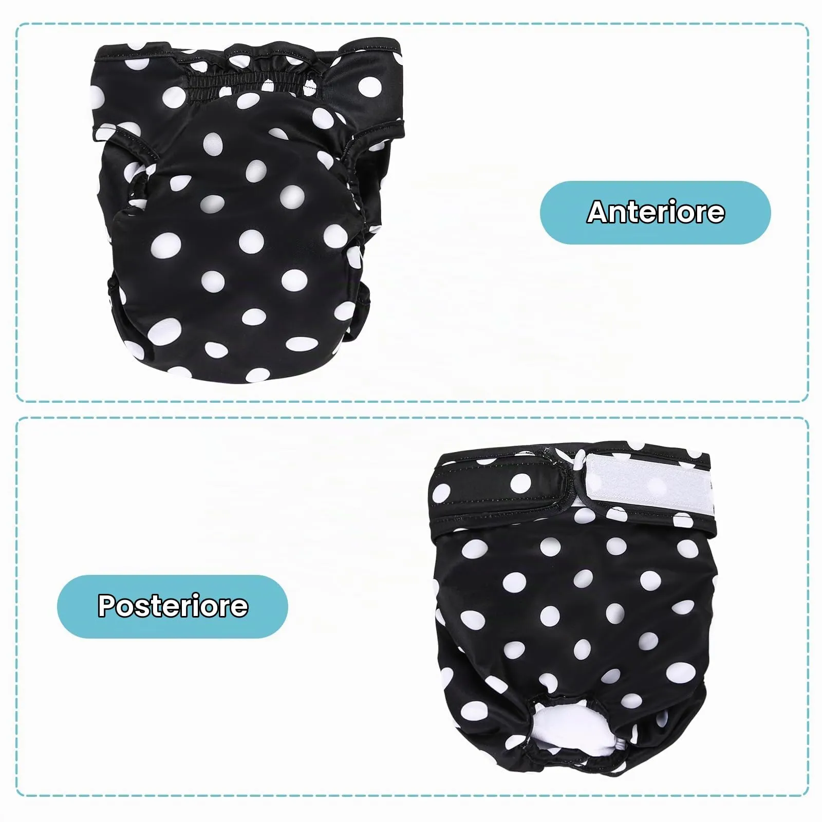 Avont Pannolini Cane Lavabili[3 Pezzi], Mutandina per Cane Femmina Altamente Assorbenti, Impermeabile e Riutilizzabili, Lavabili in Lavatrice -Puntini Rosa/Giallo/Nero - immagine 7