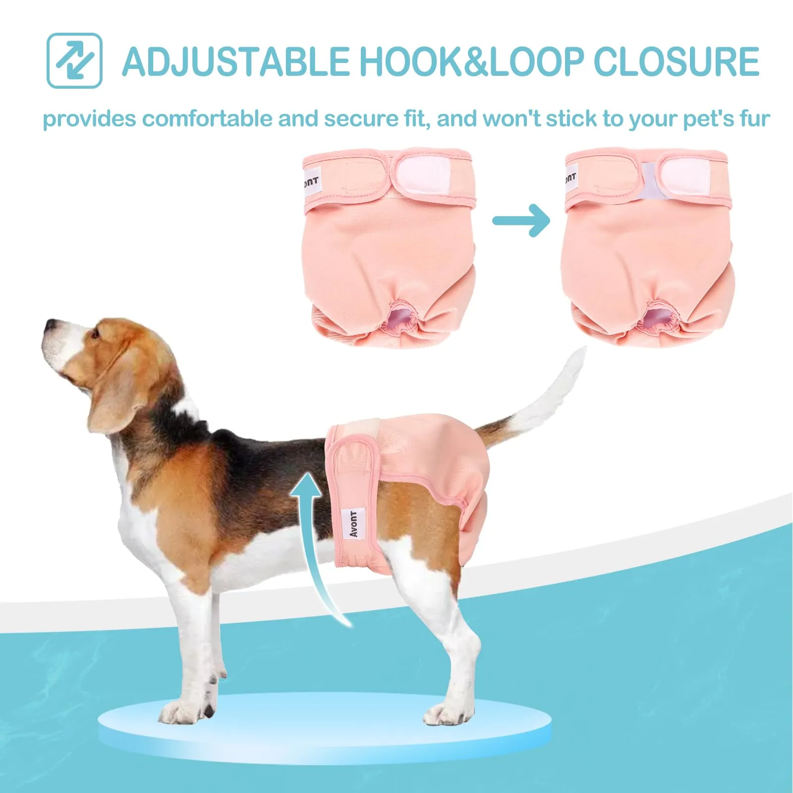 Avont Pannolini Cane Lavabili[3 Pezzi], Mutandina per Cane Femmina Altamente Assorbenti, Impermeabile e Riutilizzabili, Lavabili in Lavatrice -Rosa/Menta/Grigio - immagine 3