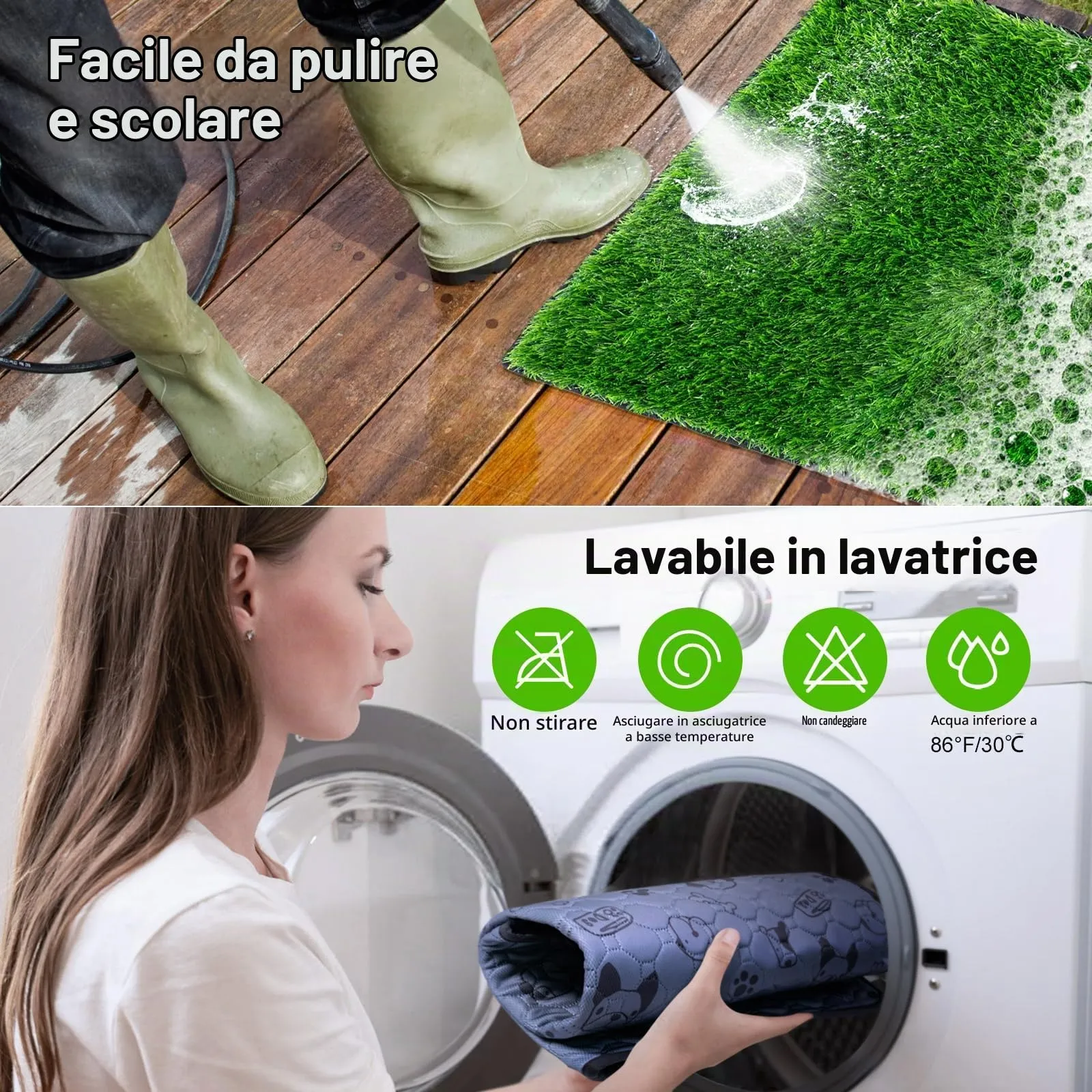 Lettiera per cani, 81 x 60 cm, con erba artificiale, altamente permeabile, per cuccioli, lavabile e riutilizzabile, per interni ed esterni - immagine 7