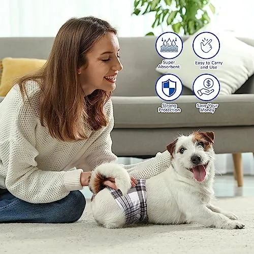 MICOOYO Fodere monouso per pannolini per cani, Cuscinetti di rinforzo per cani maschi e femmine, Inserti super assorbenti per il ciclo per cani, si adattano alla maggior parte dei pannolini per cani - immagine 2