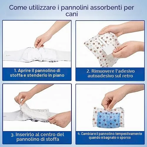 MICOOYO Fodere monouso per pannolini per cani, Cuscinetti di rinforzo per cani maschi e femmine, Inserti super assorbenti per il ciclo per cani, si adattano alla maggior parte dei pannolini per cani - immagine 7