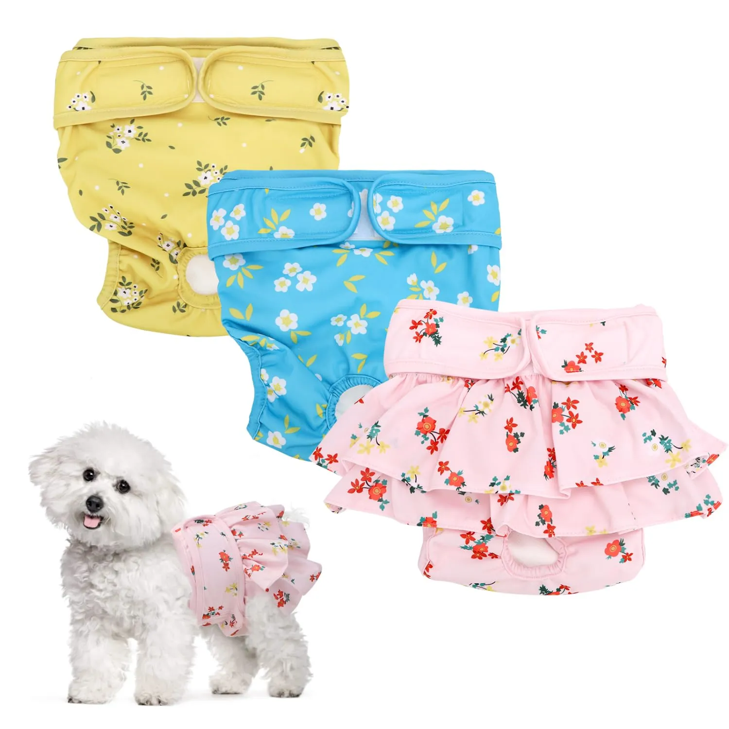Nobleza 3 Pezzi Pannolini Cane Femmina, Mutande Lavabile per Cani in Calore, Pannoloni per Cani Femmina Ciclo, Assorbenti, Riutilizzabili, XL, Vita 60-70cm - immagine 1