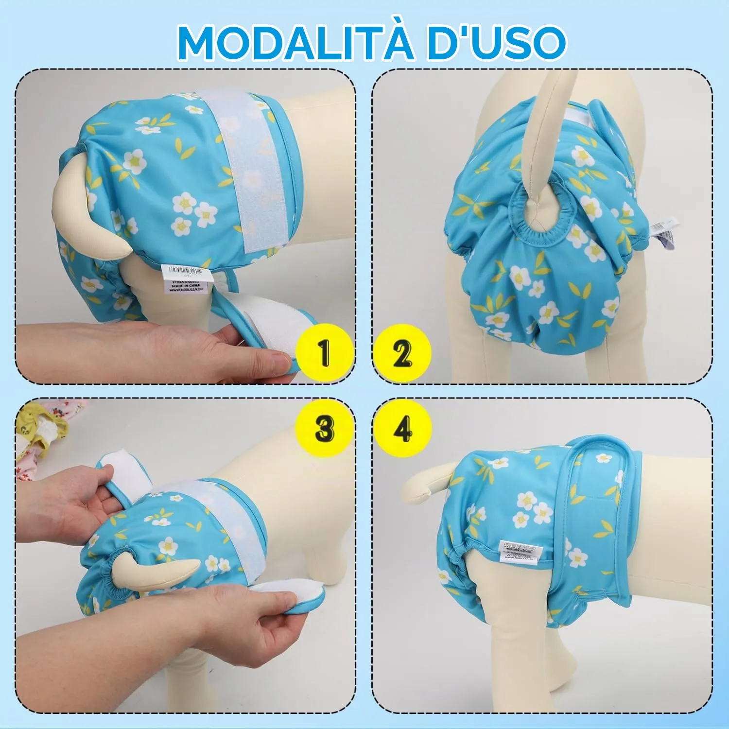 Nobleza 3 Pezzi Pannolini Cane Femmina, Mutande Lavabile per Cani in Calore, Pannoloni per Cani Femmina Ciclo, Assorbenti, Riutilizzabili, S, Vita 30-40cm - immagine 9