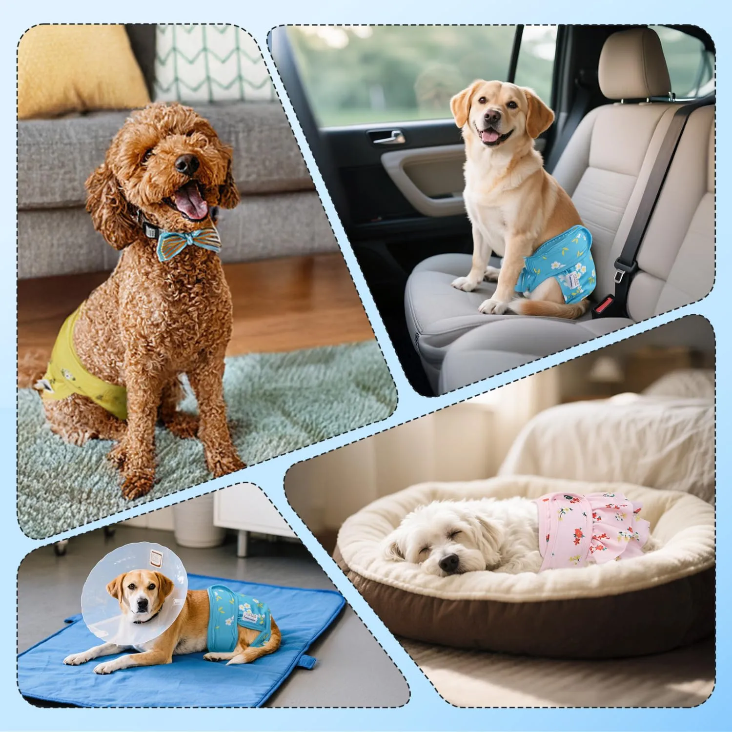 Nobleza 3 Pezzi Pannolini Cane Femmina, Mutande Lavabile per Cani in Calore, Pannoloni per Cani Femmina Ciclo, Assorbenti, Riutilizzabili, L, Vita 50-60cm - immagine 4