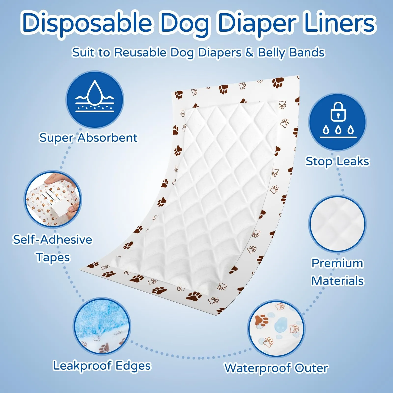 MICOOYO Fodere per Pannolini per Cani Monouso, Inserti Super Assorbenti per Cani Maschio e Femmina, Adatti per la Maggior Parte dei Pannolini per Cani (senza Protezione Anti-Perdite) (XL-50) - immagine 6