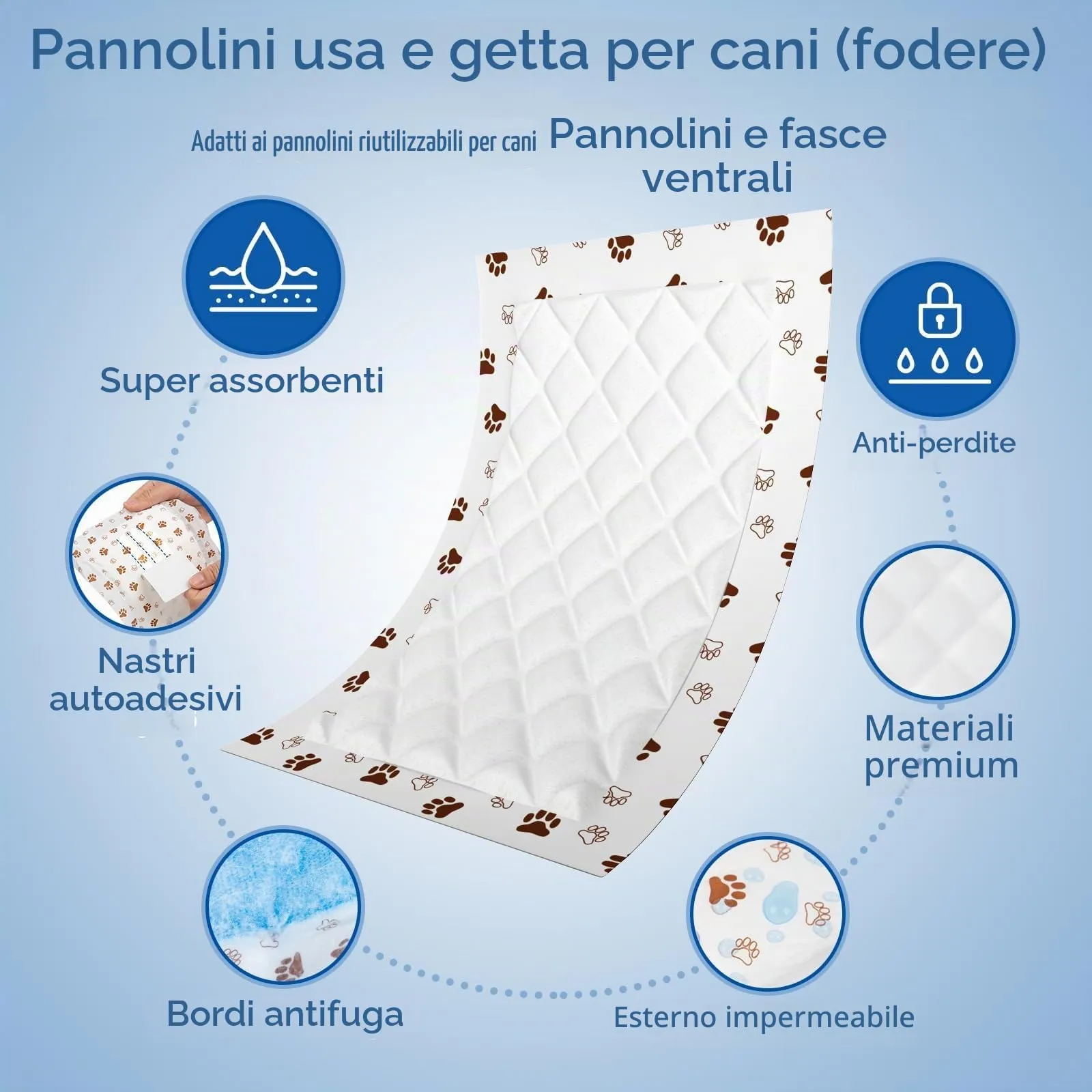 MICOOYO Fodere per pannolini usa e getta per cani, super assorbenti, adatti alla maggior parte dei pannolini per cani (senza protezione a prova di perdite) (M) - immagine 6