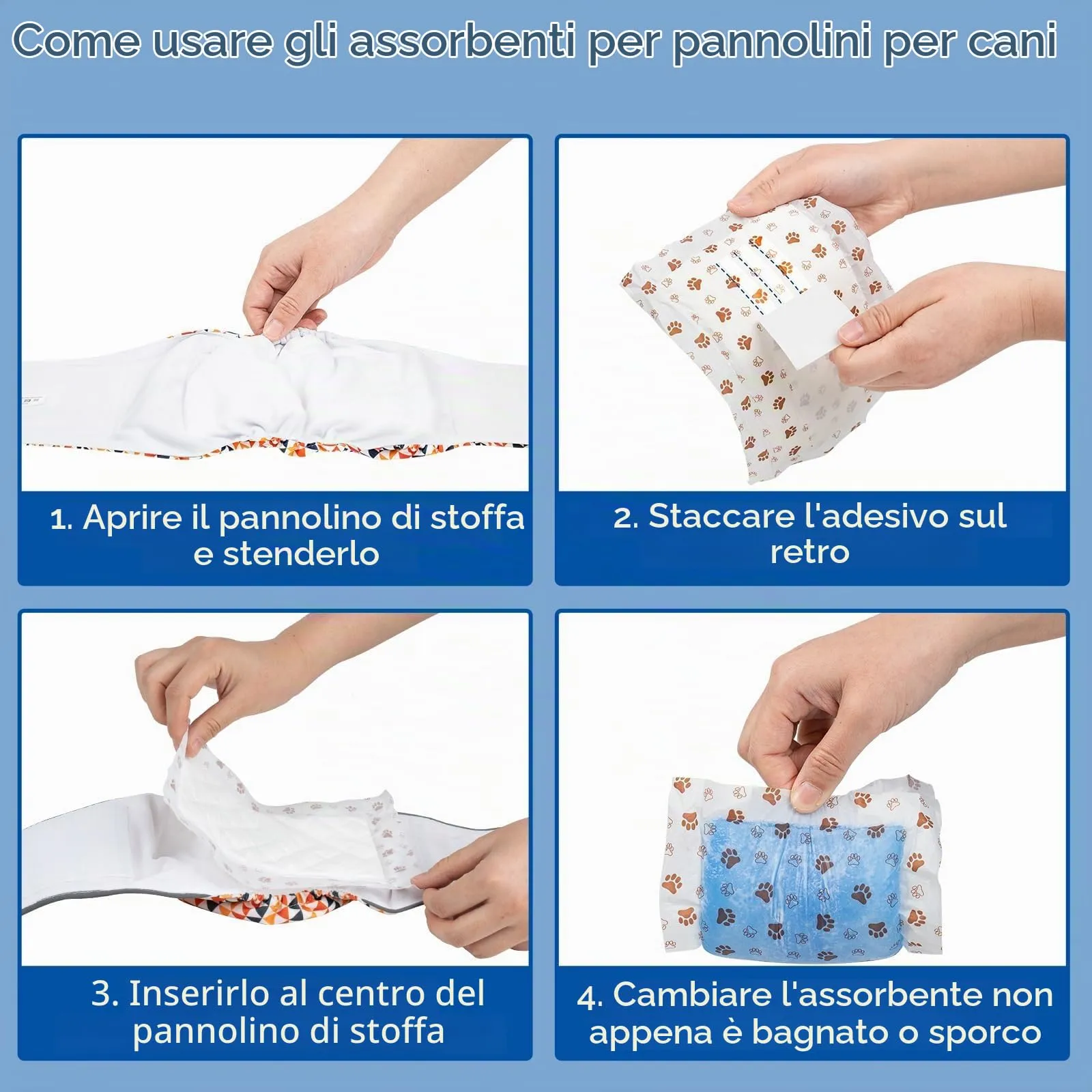 MICOOYO Fodere per pannolini usa e getta per cani, super assorbenti, adatti alla maggior parte dei pannolini per cani (senza protezione a prova di perdite) (M) - immagine 7
