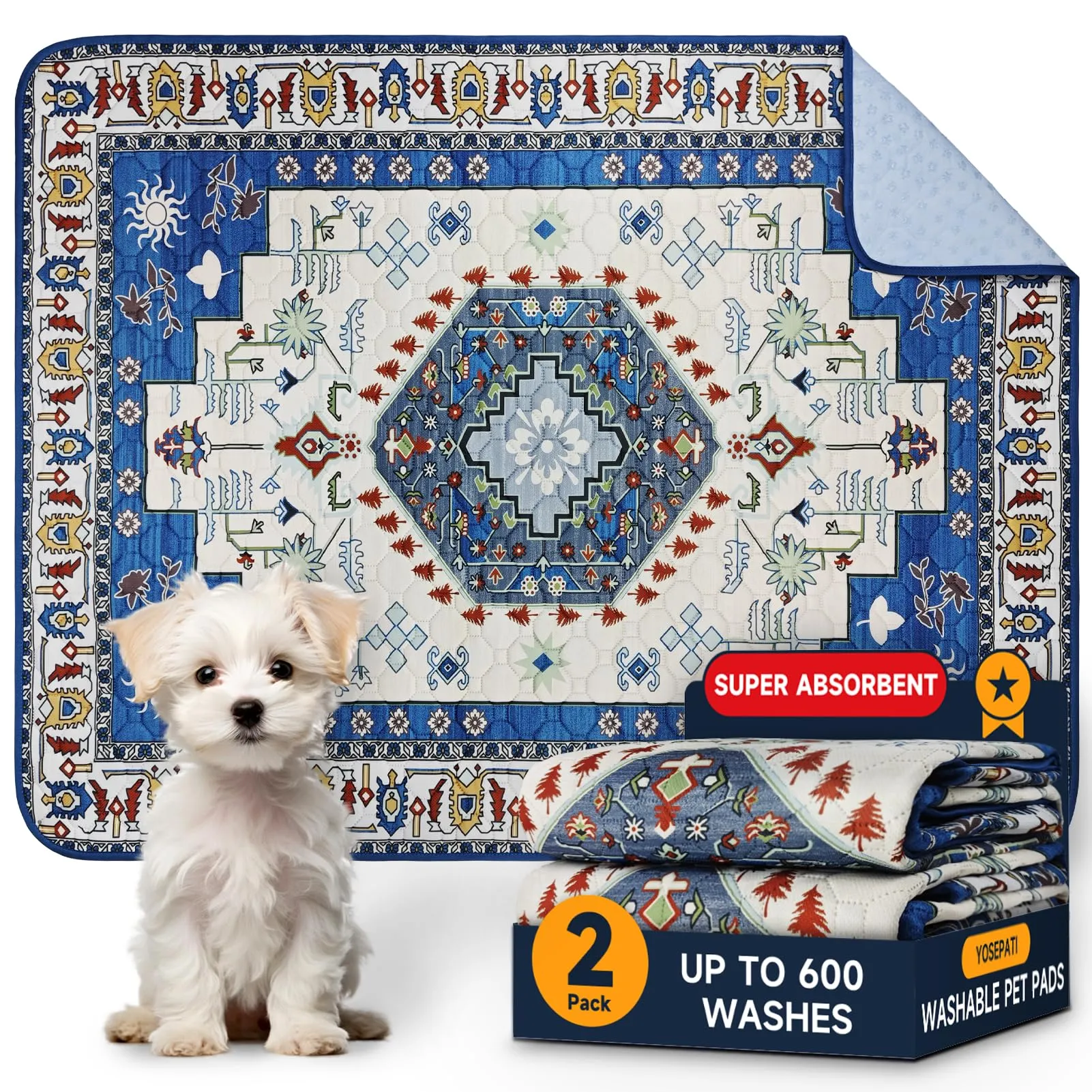 YOSEPATI Tappetini Lavabili per Cani, 2 tappetini con feromoni, 60x45 cm - immagine 1