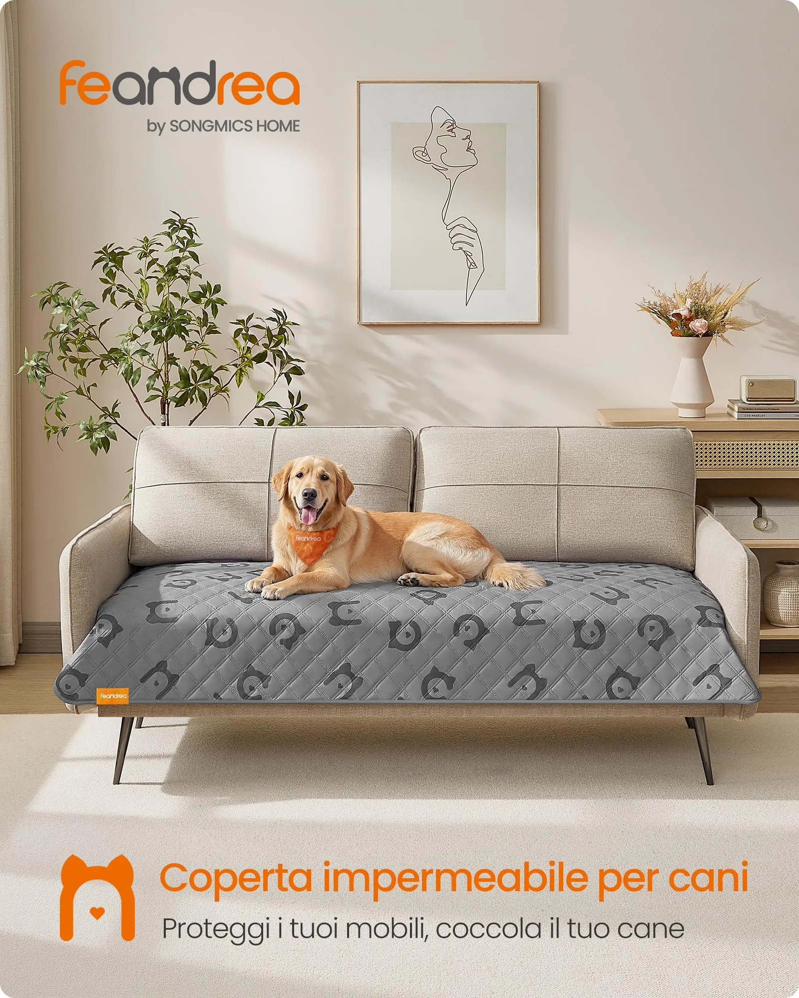 Feandrea Coperta per Cani Impermeabile, di Taglia Grande, 178 x 76 cm - immagine 2