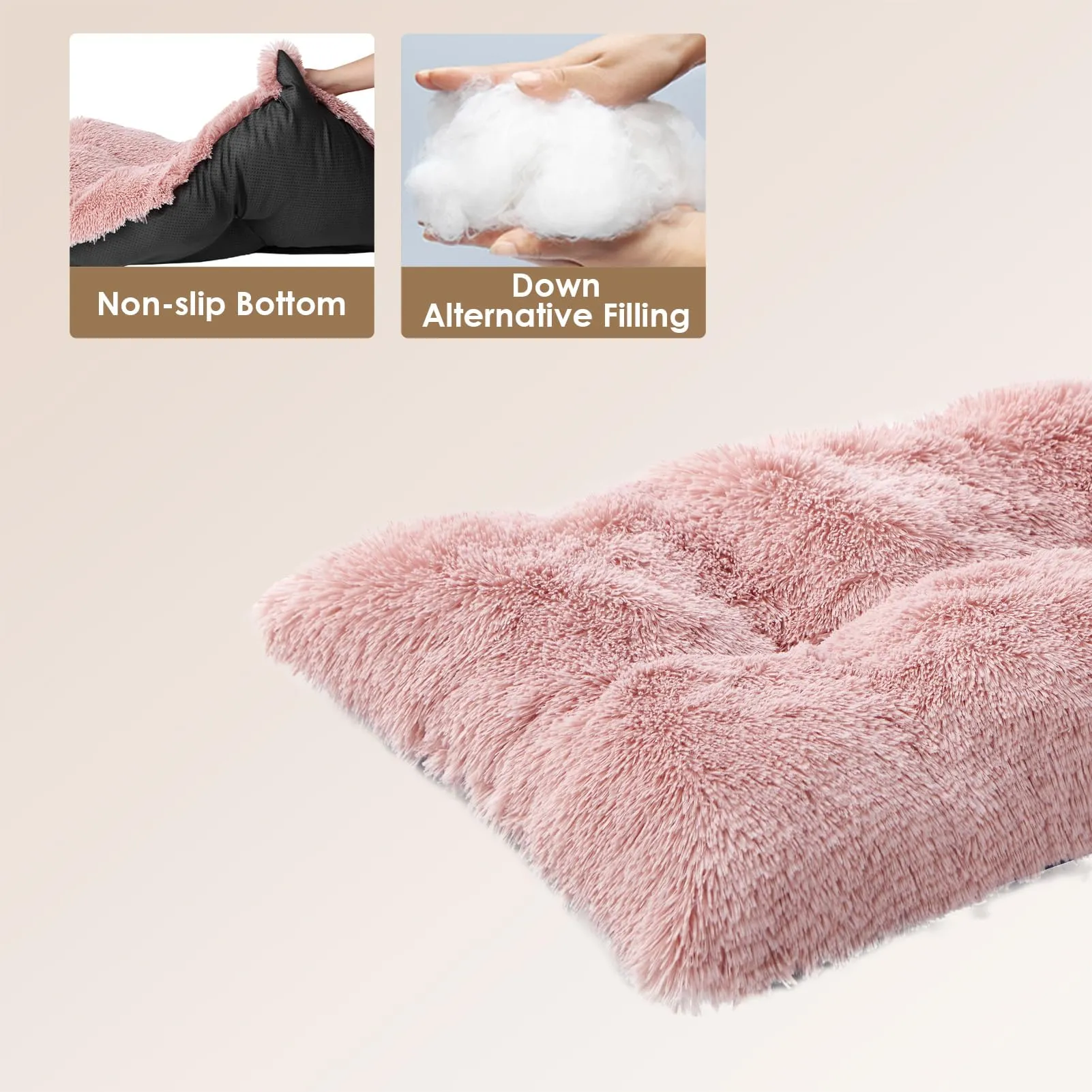 EHEYCIGA Cuscino per Cani Taglia Grande, Cuscino Cane Morbida lavabile, Morbido e Confortevole Letto per Cani a Pelo Lungo, Rosa, 120x90x10cm - immagine 2