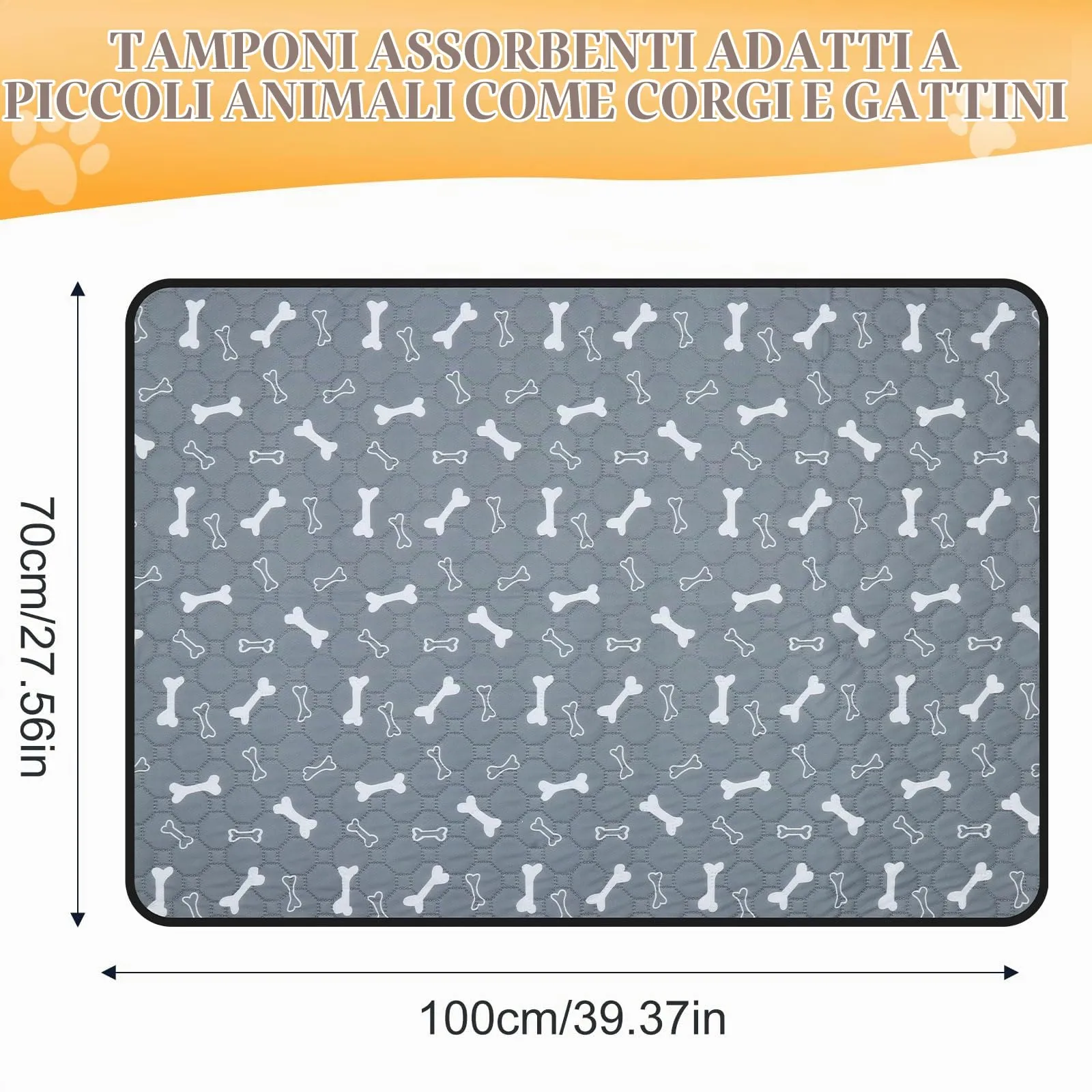 Wusboo Set di 2 Tappetini Igienici per Animali ,70 x 100 cm Super Assorbenti, Impermeabili e Riutilizzabili | Perfetti per Cani, Gatti, Conigli e Porcellini d’India - immagine 2