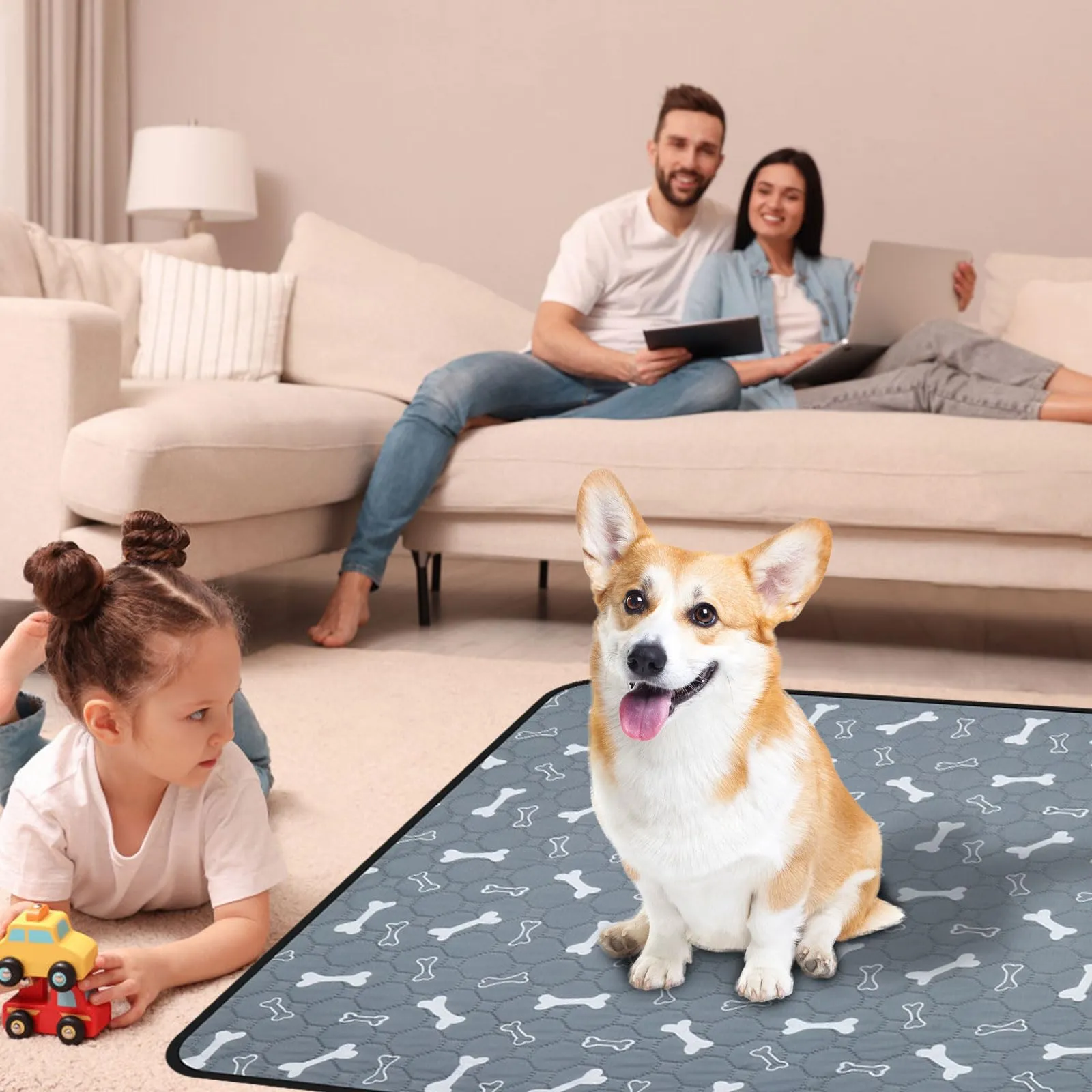 Wusboo Set di 2 Tappetini Igienici per Animali ,70 x 100 cm Super Assorbenti, Impermeabili e Riutilizzabili | Perfetti per Cani, Gatti, Conigli e Porcellini d’India - immagine 6