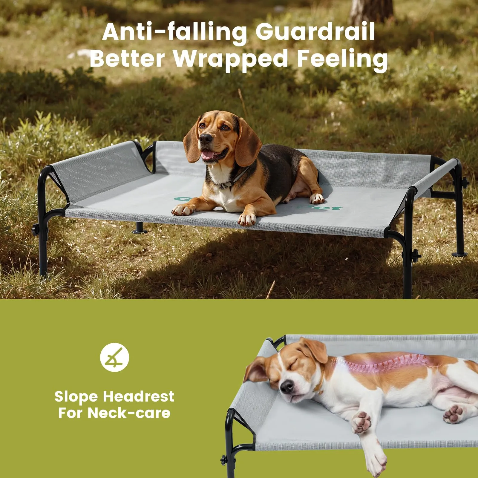 Gardner Pet Letto Rialzato per Cani, 107 x 76 x 31 cm, Grigio - immagine 3
