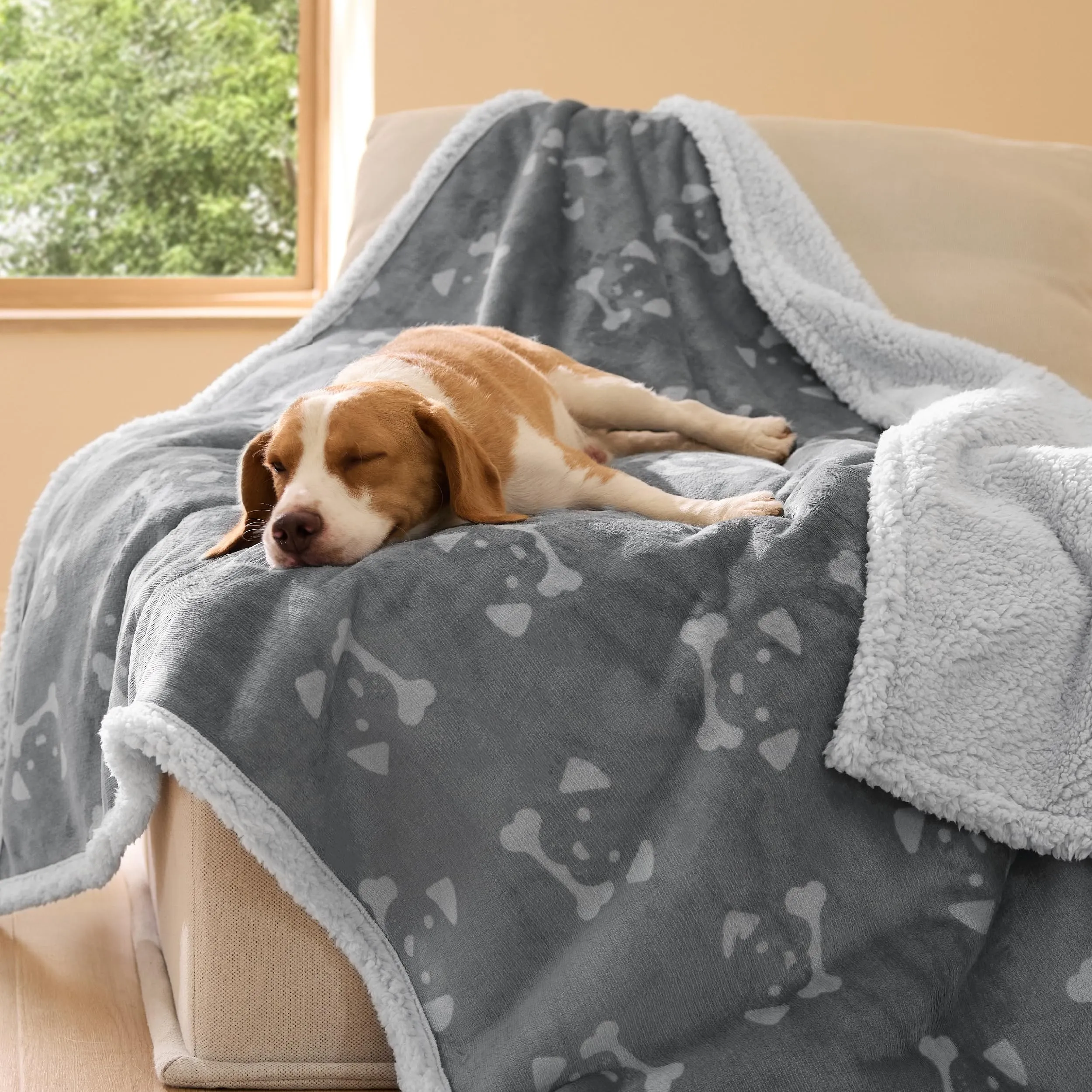 Bedsure Coperta Cane, Coperta per Cani Impermeabile, Coperta Divano, Gatto, Copertina Cane, Pile Singolo (102x127cm, Grigio) - immagine 6