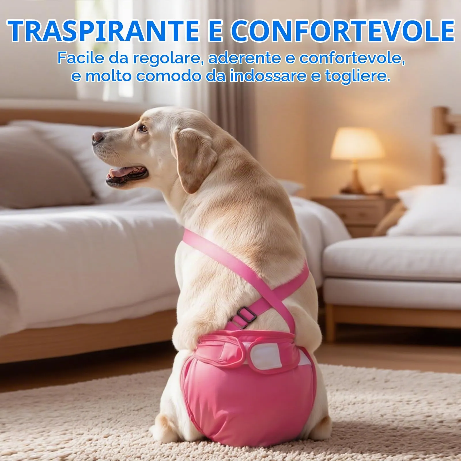 AMFUN 3 Pezzi Pannolini per Cani Cane Femmina Lavabili, Pannolini Cane Femmina Regolabile e Cinghie, Mutande Igieniche Animali Lavabili, Riutilizzabili, Altamente Assorbenti (L) - immagine 8