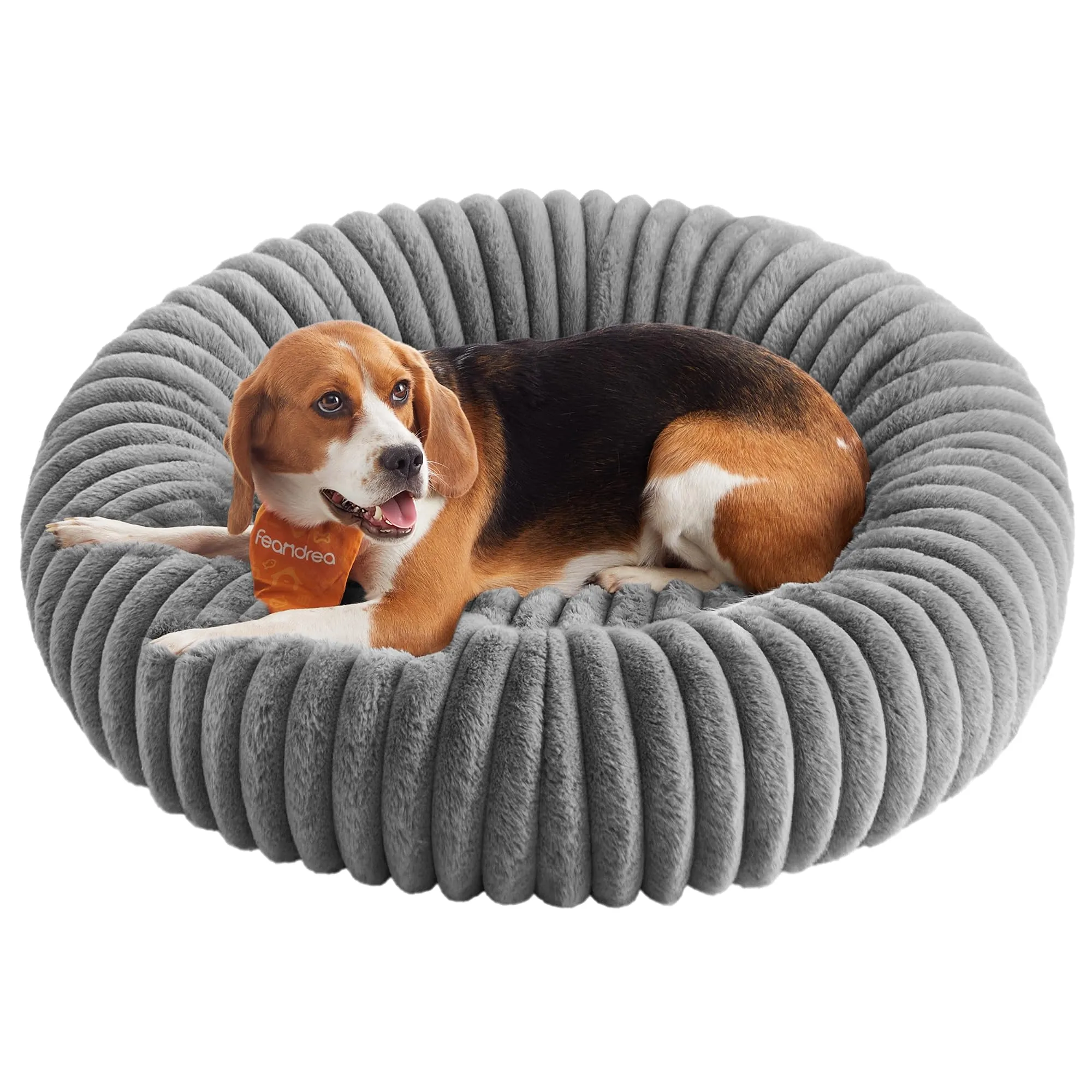 Feandrea Cuccia per Cani e Gatti di Taglia Grande, Diametro di 80 cm, Lettino per Animali Domestici, Cuscino Lavabile, Tappeto Soffice, Imbottitura Morbida, Grigio Tortora PGW304GD01 - immagine 1