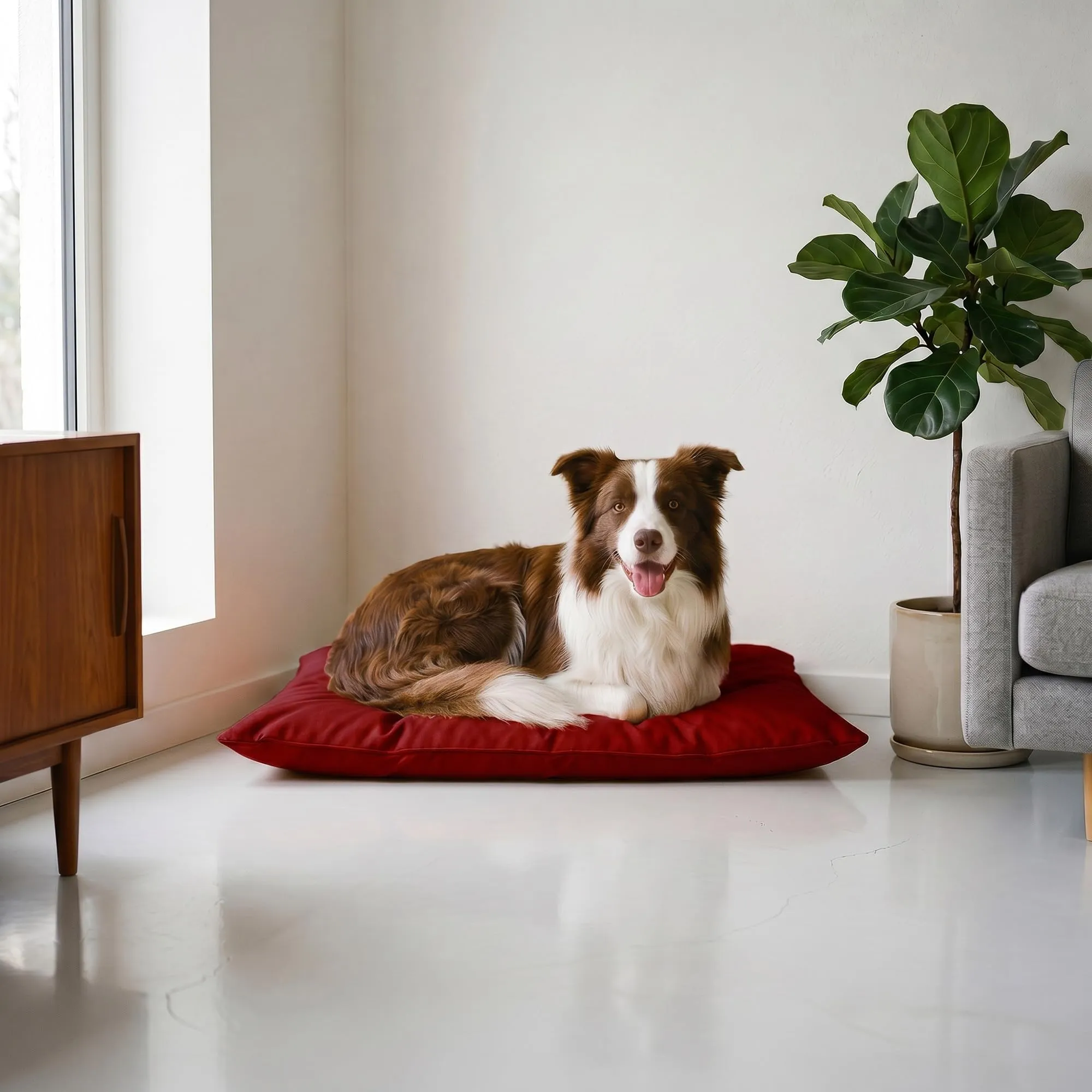 Maxy Cuscinone Cane e Gatto ELEGANT – Cuscino per Animali Domestici Imbottito e Trapuntato, in Microfibra, 60x100 cm, Materassino Morbido e Confortevole per Cani Taglia Piccola/Media/Grande, Rosso - immagine 1