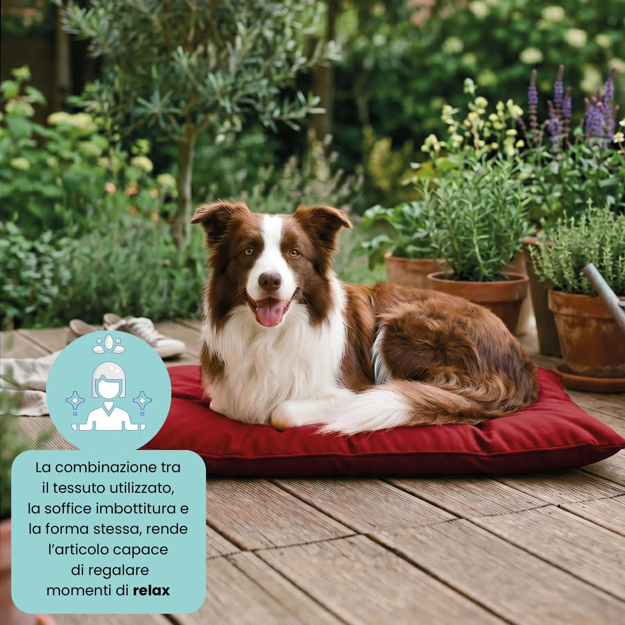 Maxy Cuscinone Cane e Gatto ELEGANT – Cuscino per Animali Domestici Imbottito e Trapuntato, in Microfibra, 60x100 cm, Materassino Morbido e Confortevole per Cani Taglia Piccola/Media/Grande, Rosso - immagine 4