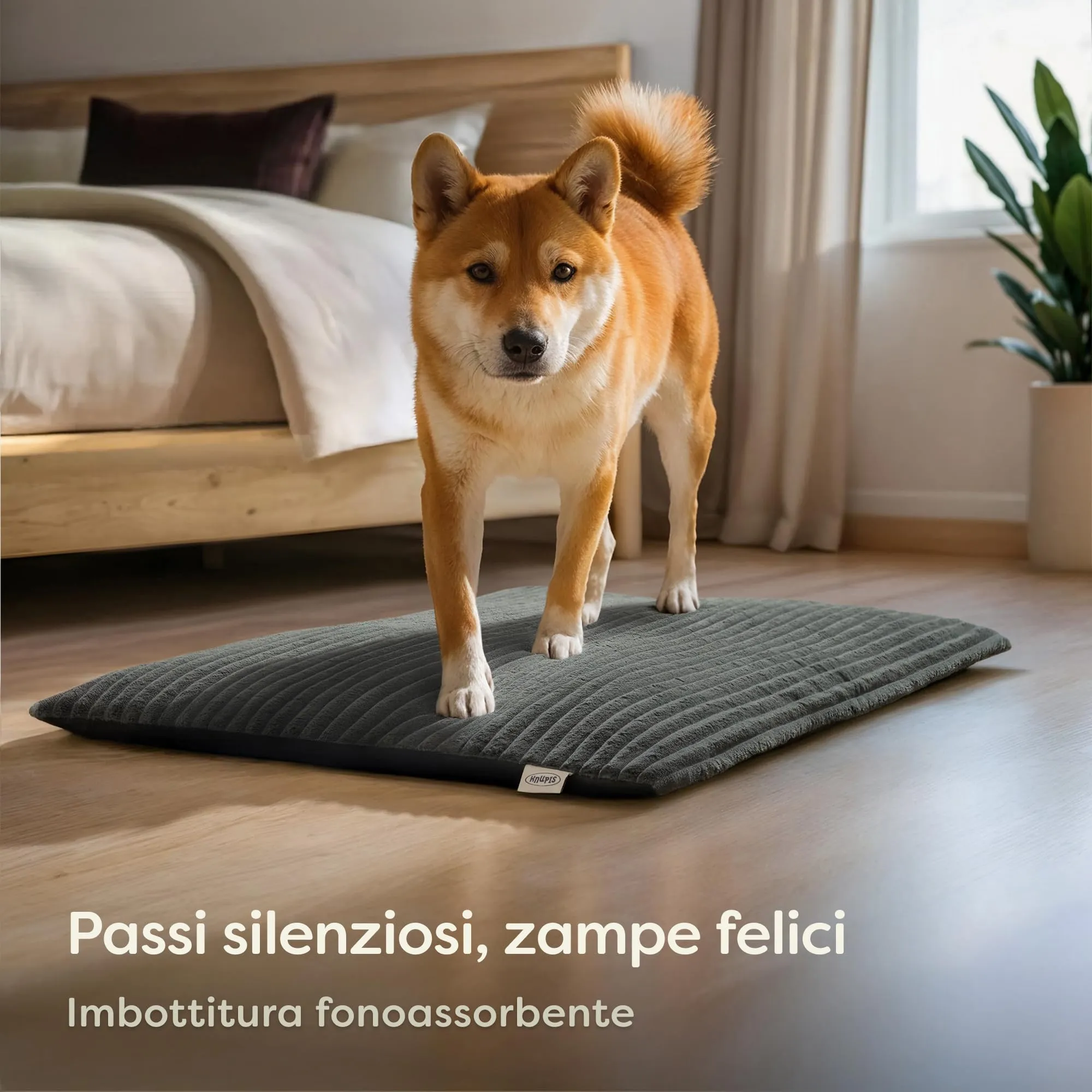 Knupis Tappetino Riscaldante Morbido Cani 90×60 cm – Morbido e Fonoassorbente – Rivestimento Lavabile – con Fondo Antiscivolo – Grigio - immagine 6