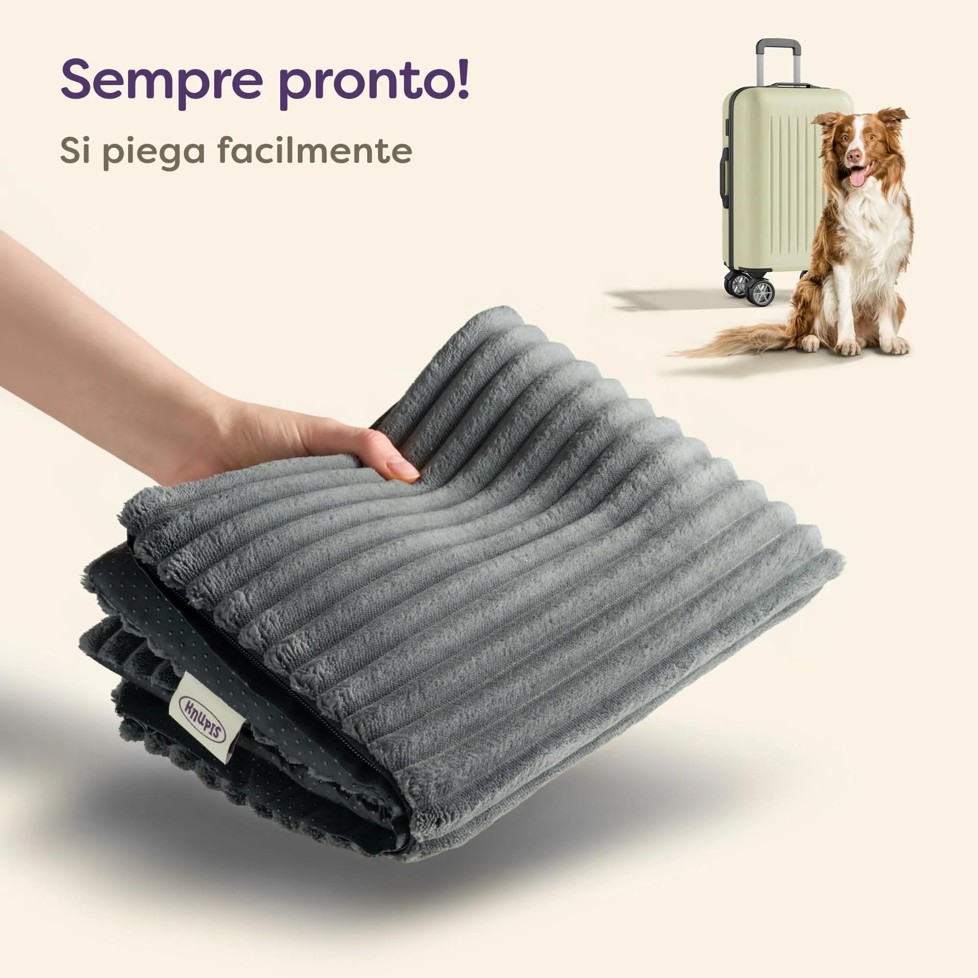Knupis Tappetino Riscaldante Morbido Cani 90×60 cm – Morbido e Fonoassorbente – Rivestimento Lavabile – con Fondo Antiscivolo – Grigio - immagine 7