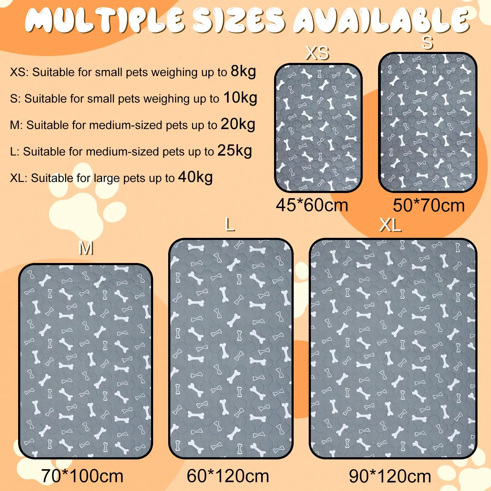 Wusboo Set di 2 Tappetini Igienici per Animali ,60 x 120 cm Super Assorbenti, Impermeabili e Riutilizzabili | Perfetti per Cani, Gatti, Conigli e Porcellini d’India - immagine 2