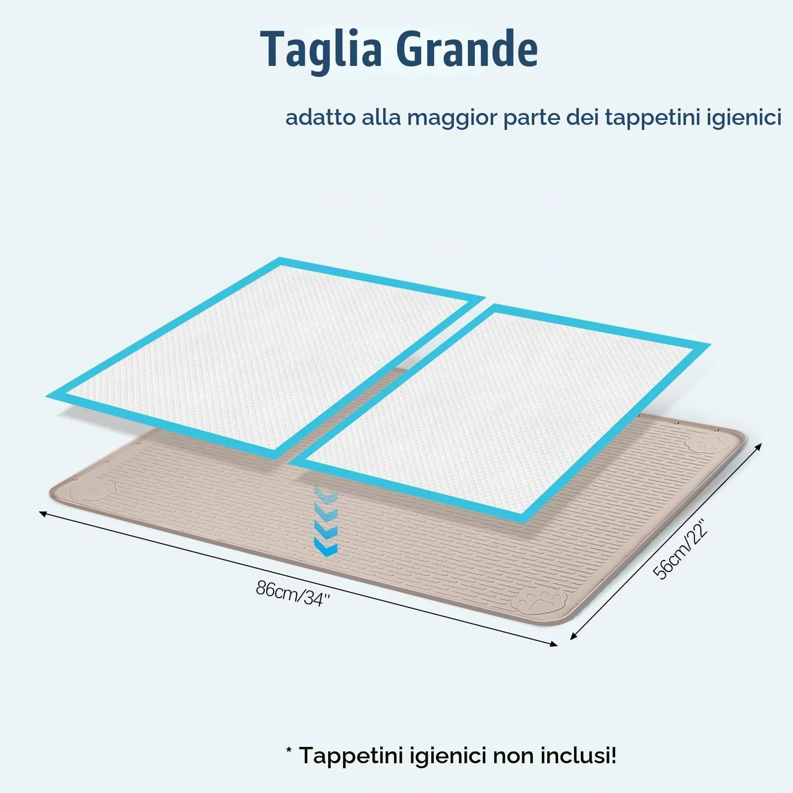 Bartuke 86x56cm traversine cani lavabili,tappetino cane pipi,Kaki - immagine 2