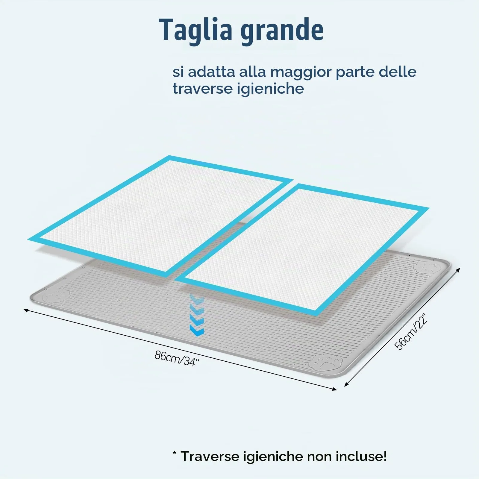 Bartuke 86x56cm traversine cani lavabili,tappetino cane pipi,Grigio chiaro - immagine 2