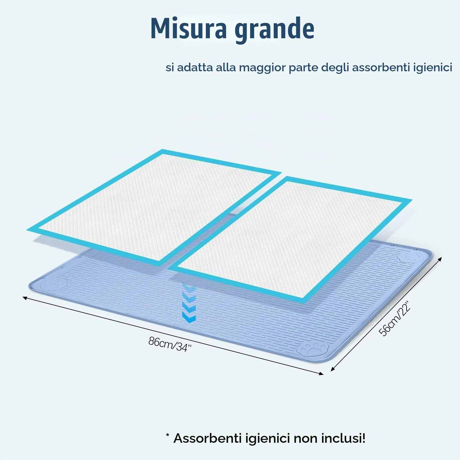 Bartuke 86x56cm traversine cani lavabili,tappetino cane pipi,Blu - immagine 2