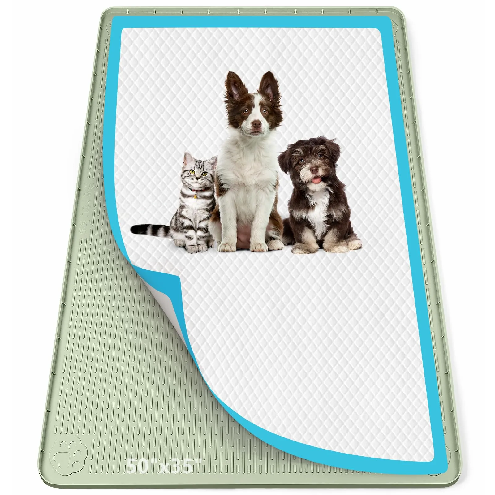 Bartuke 127x89cm traversine cani lavabili,tappetino cane pipi,Verde - immagine 1