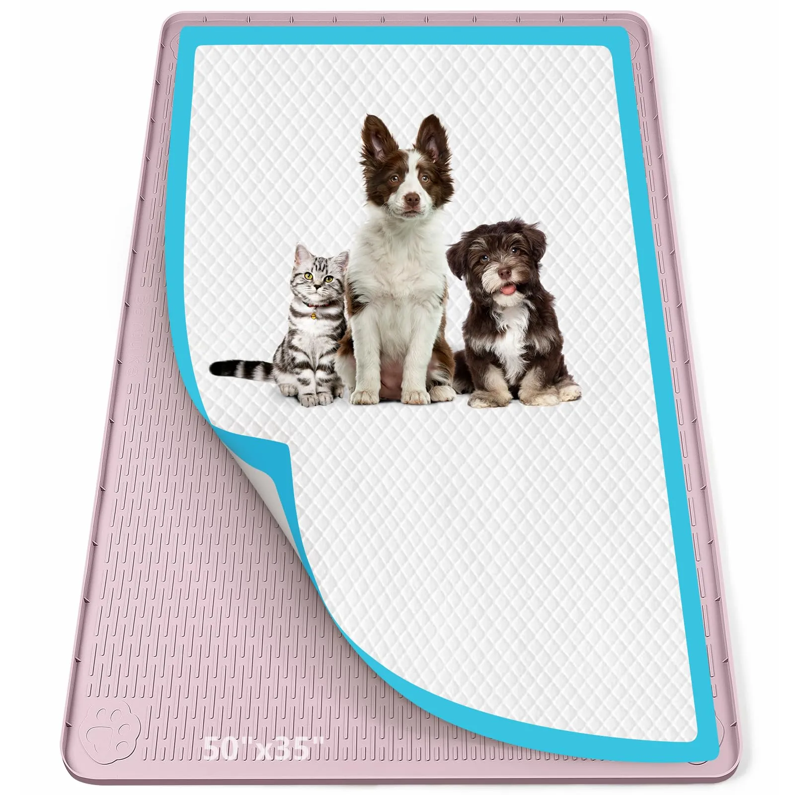 Bartuke 127x89cm traversine Cani Lavabili,Tappetino Cane Pipi,Rosa - immagine 1
