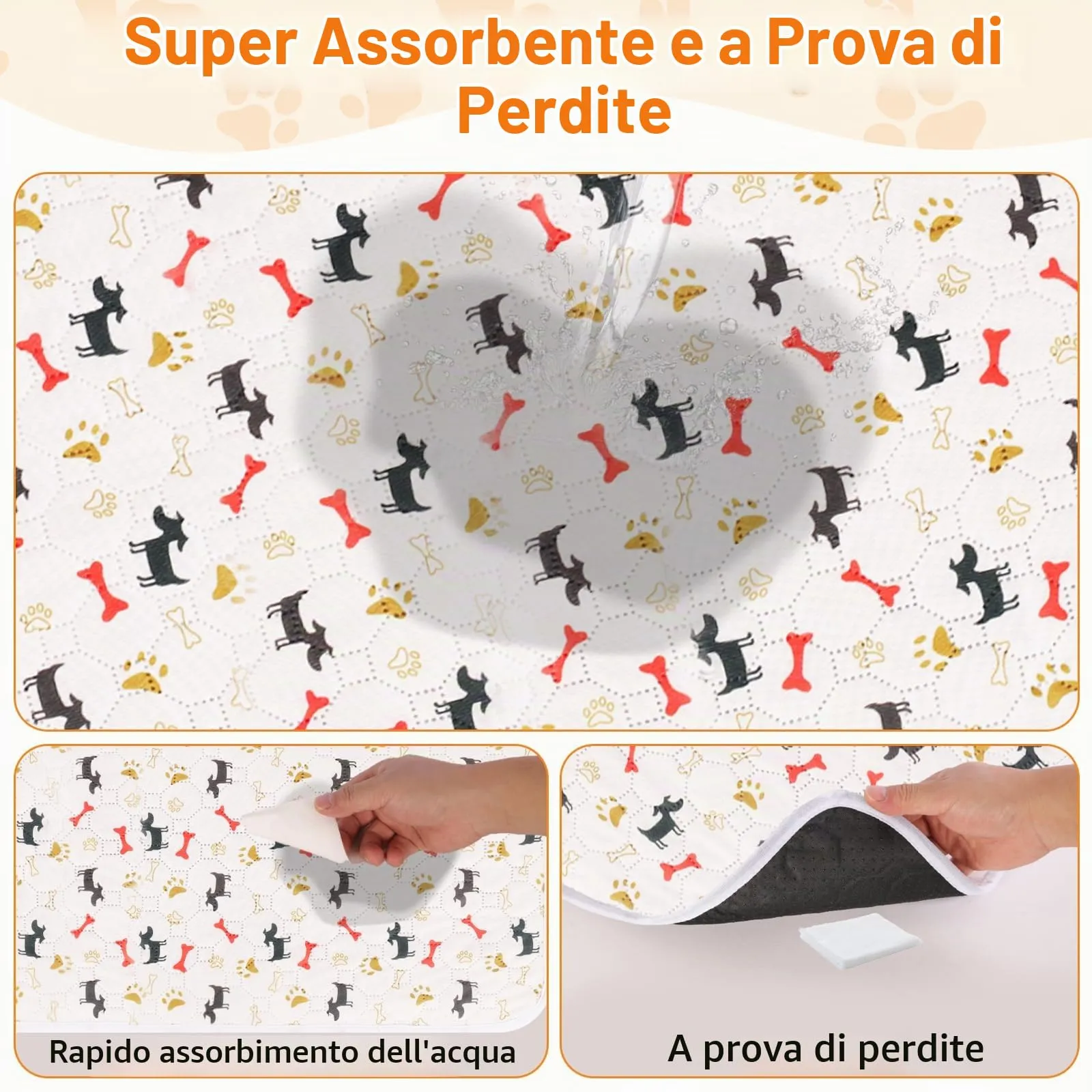 Wusboo Set di 2 Tappetini Igienici per Animali ,70 x 100 cm Super Assorbenti, Impermeabili e Riutilizzabili | Perfetti per Cani, Gatti, Conigli e Porcellini d’India - immagine 4