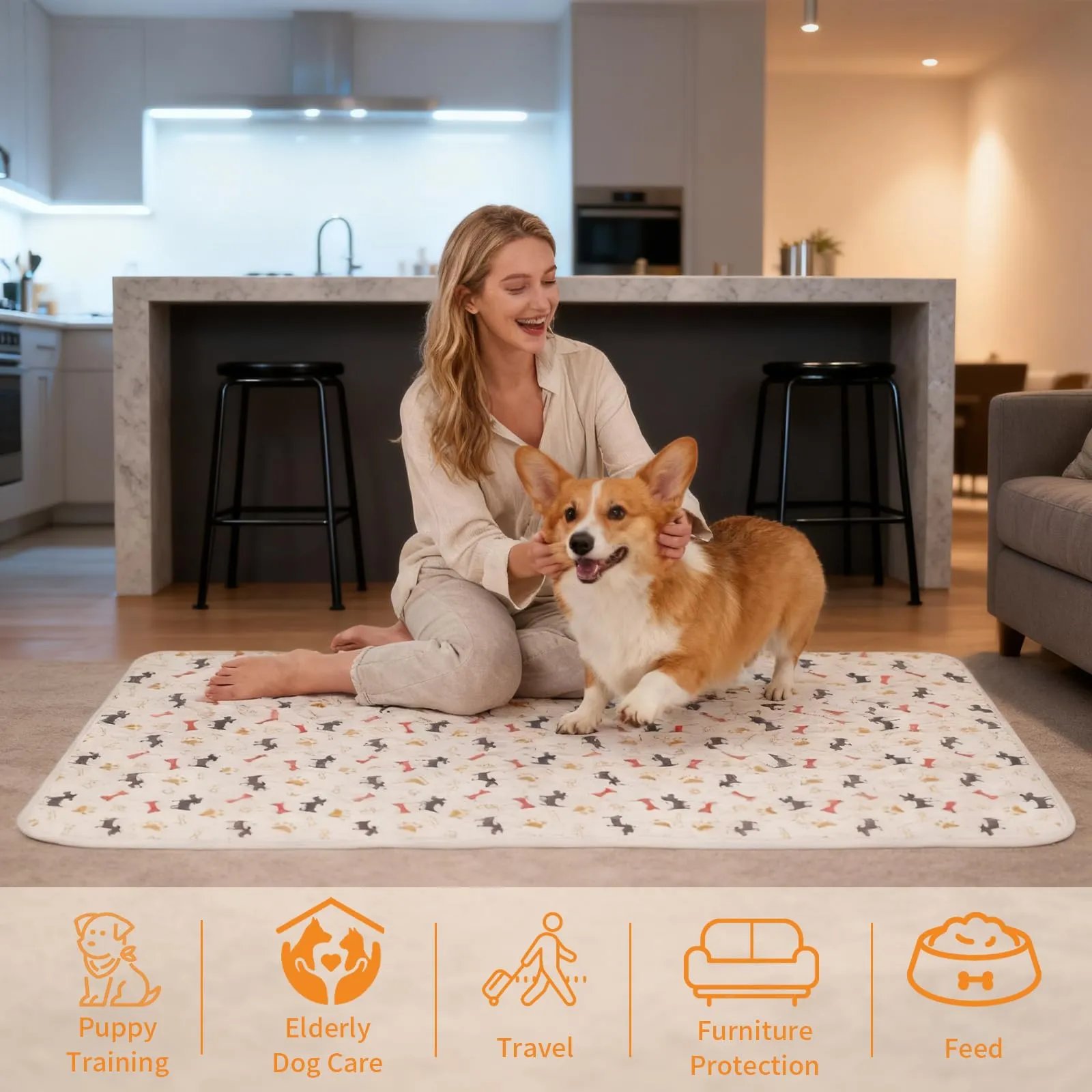 Wusboo Set di 2 Tappetini Igienici per Animali ,70 x 100 cm Super Assorbenti, Impermeabili e Riutilizzabili | Perfetti per Cani, Gatti, Conigli e Porcellini d’India - immagine 5